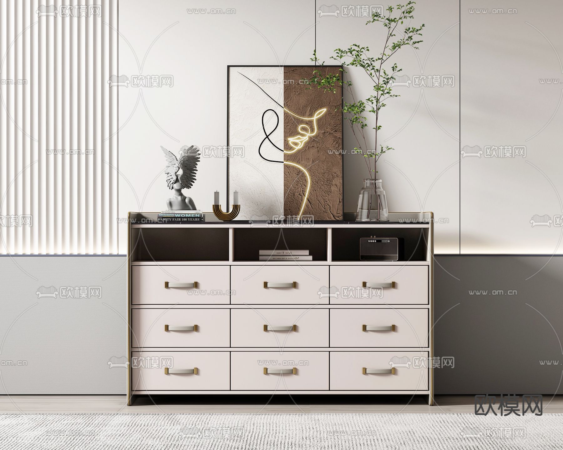 现代斗柜 边柜3d模型下载