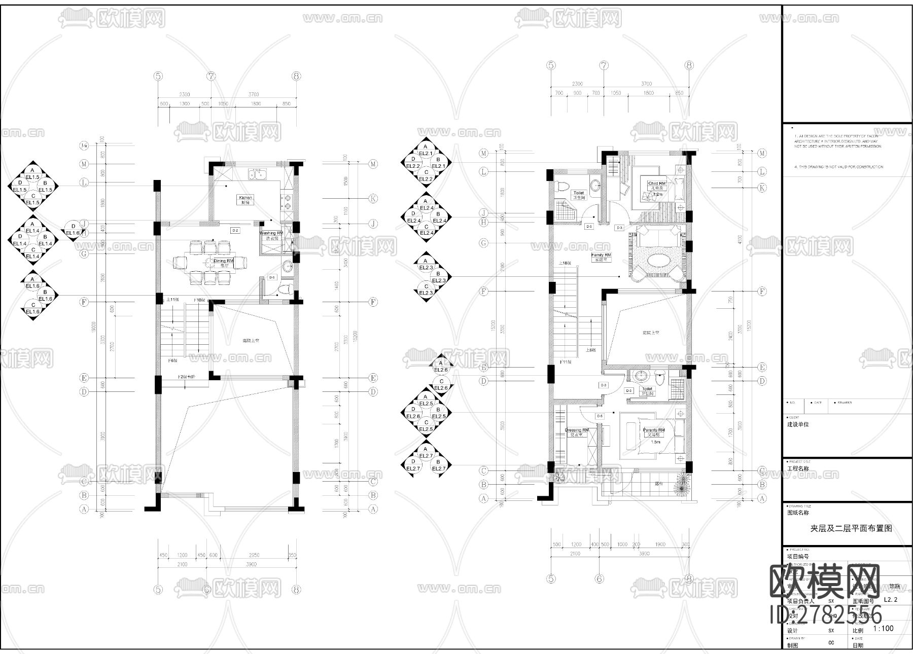 新古典5层别墅家装CAD施工图下载（渲染图6）