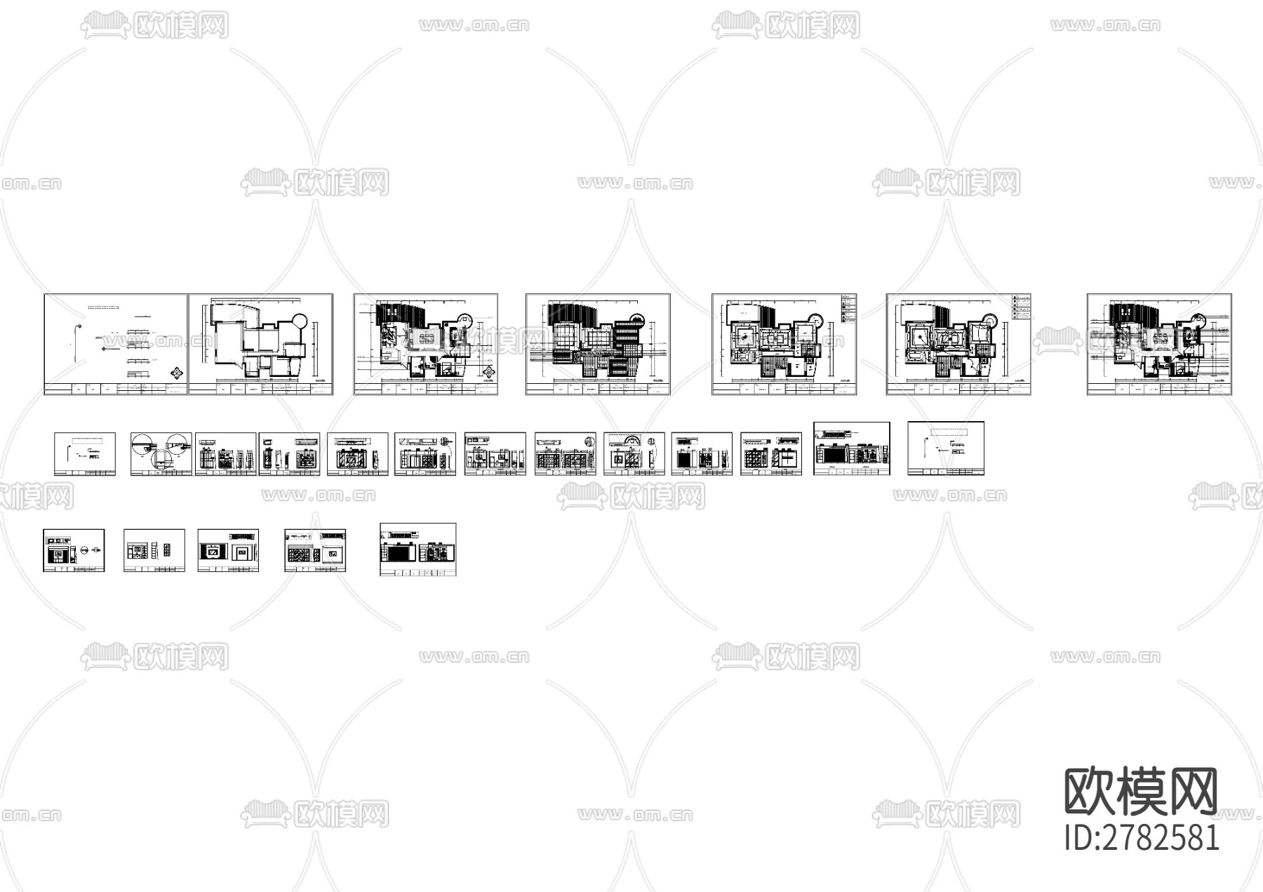 欧式风格大平层家装CAD施工图下载（渲染图3）