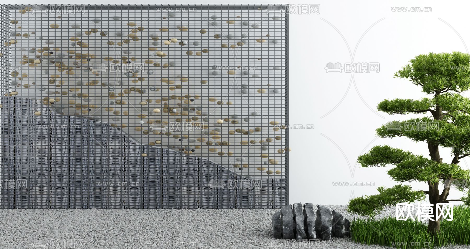 庭院景墙3d模型下载