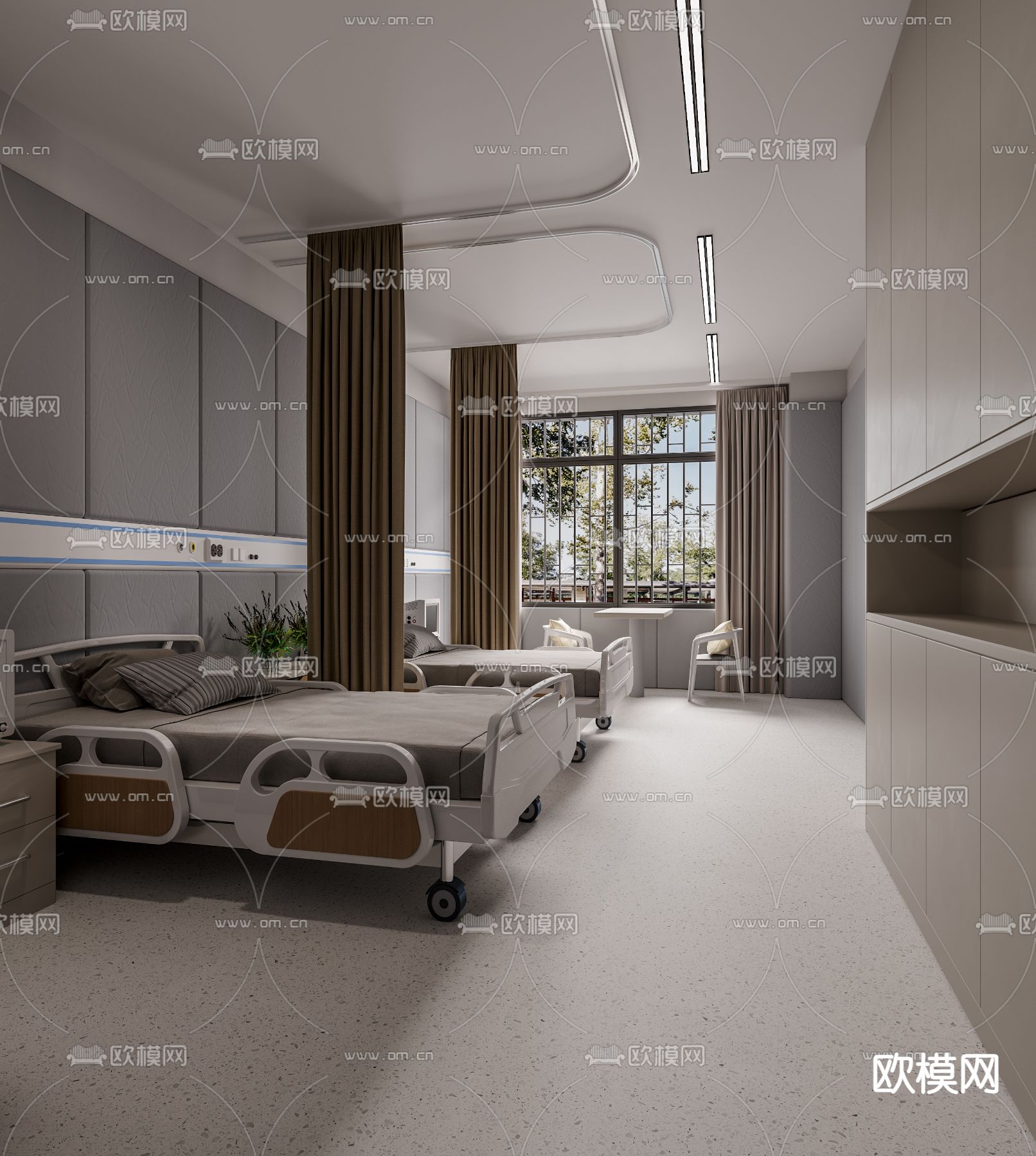 现代病房免费3d模型下载_ID14218711_3dmax免费模型-欧模网