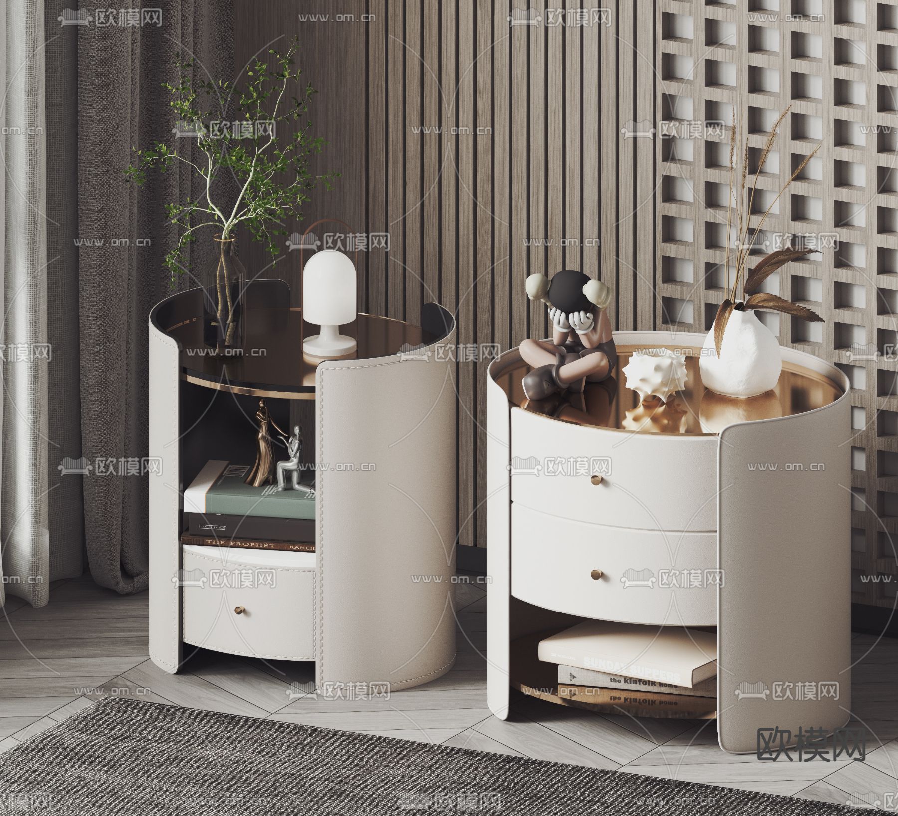 皮革床头柜3d模型下载