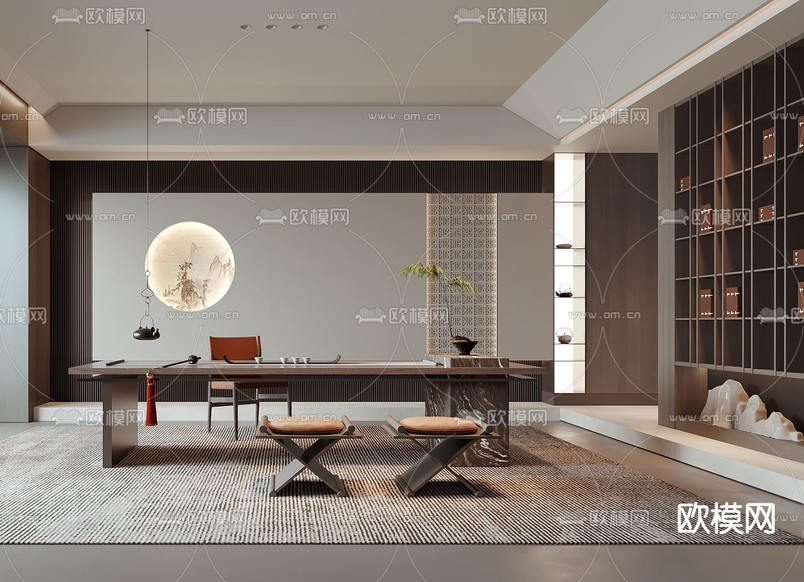 现代茶室3d模型下载(渲染图2)