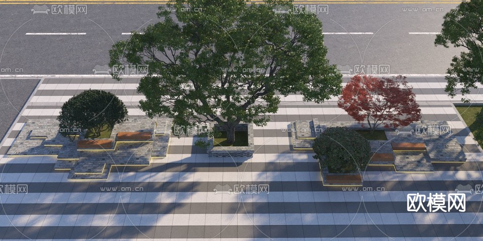 户外椅 树池椅3d模型下载