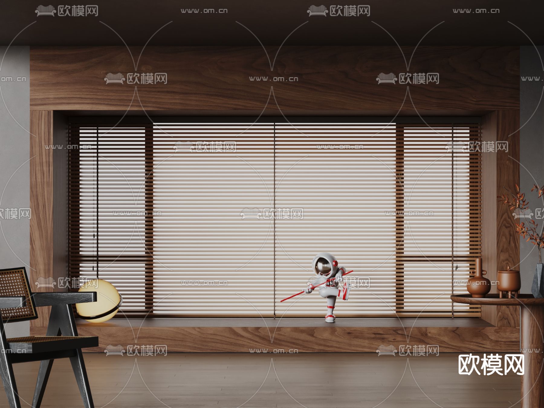 侘寂百叶帘 窗帘 竹帘3d模型下载