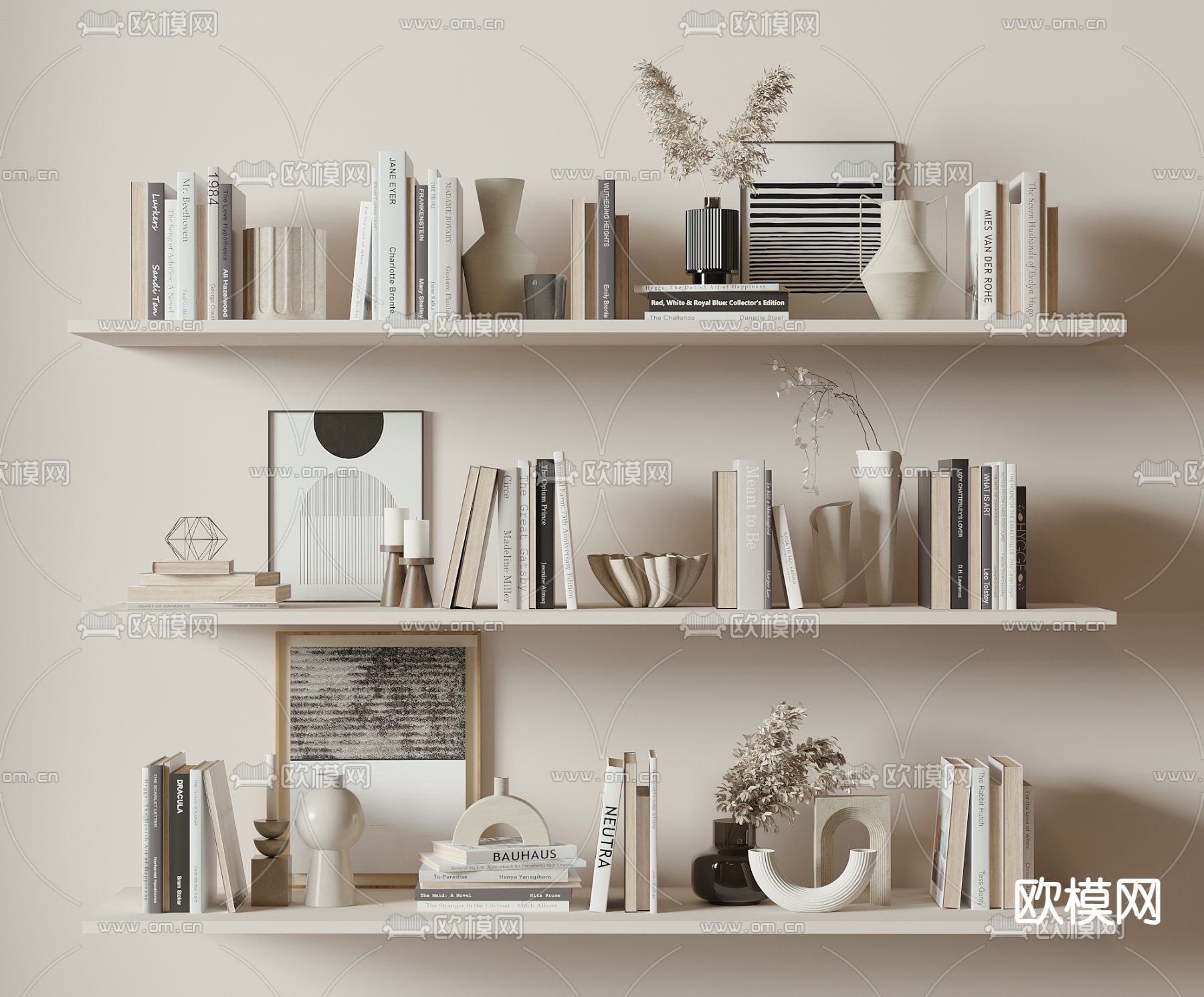 装饰品摆件 书籍 花瓶3d模型下载