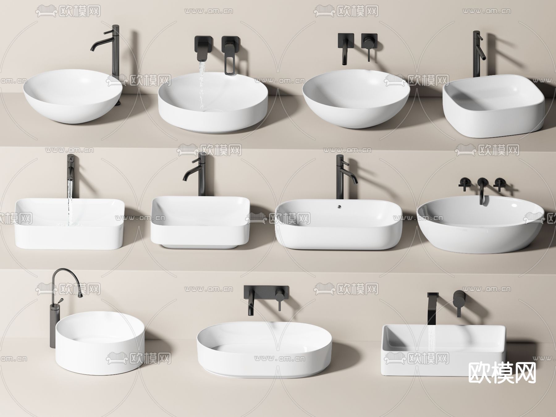 台盆 洗手盆3d模型下载（渲染图1）