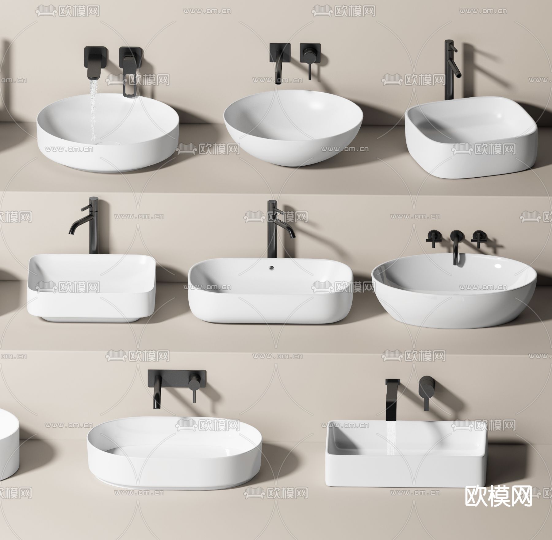 台盆 洗手盆3d模型下载（渲染图3）