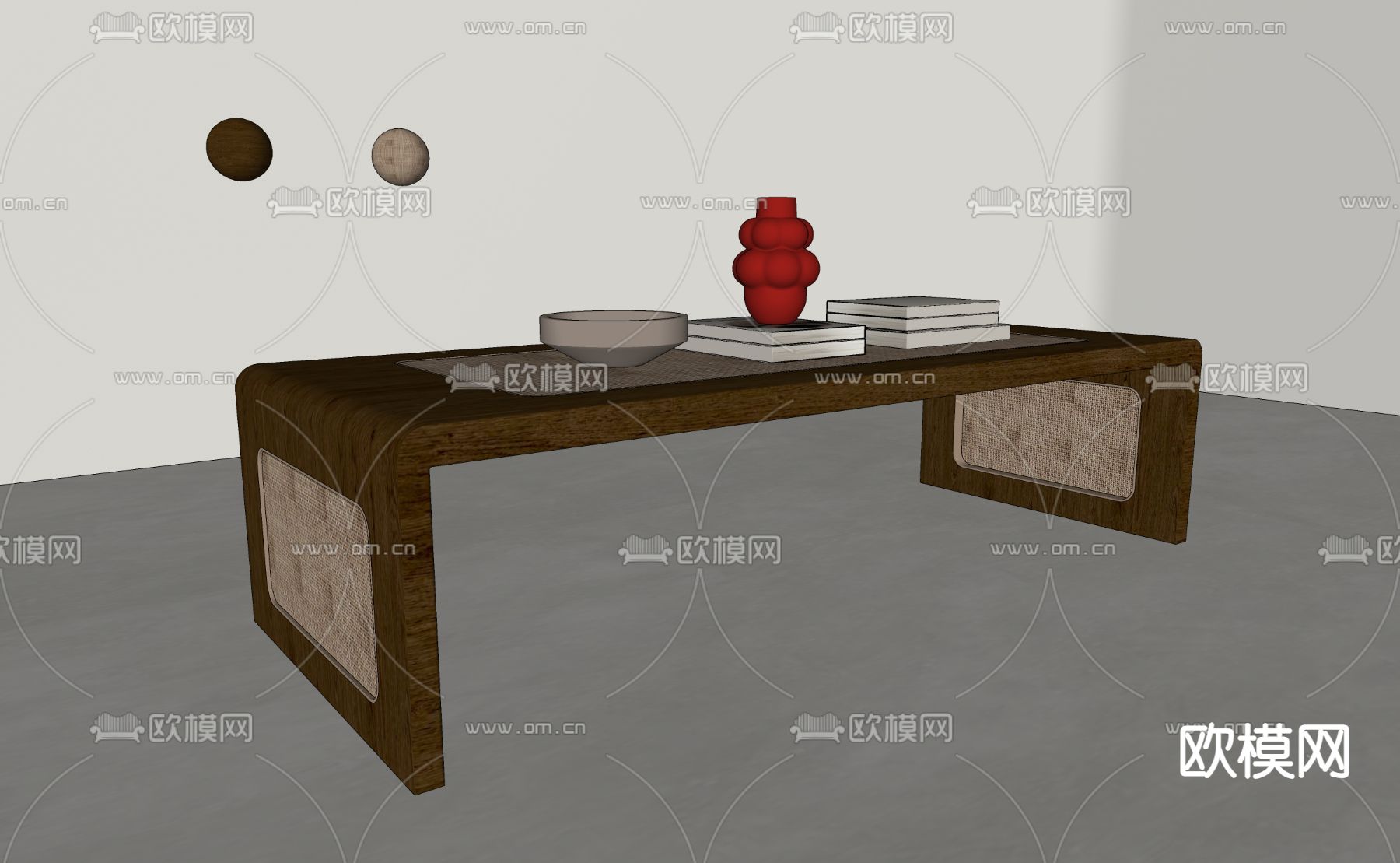 现代茶几su模型下载（渲染图2）
