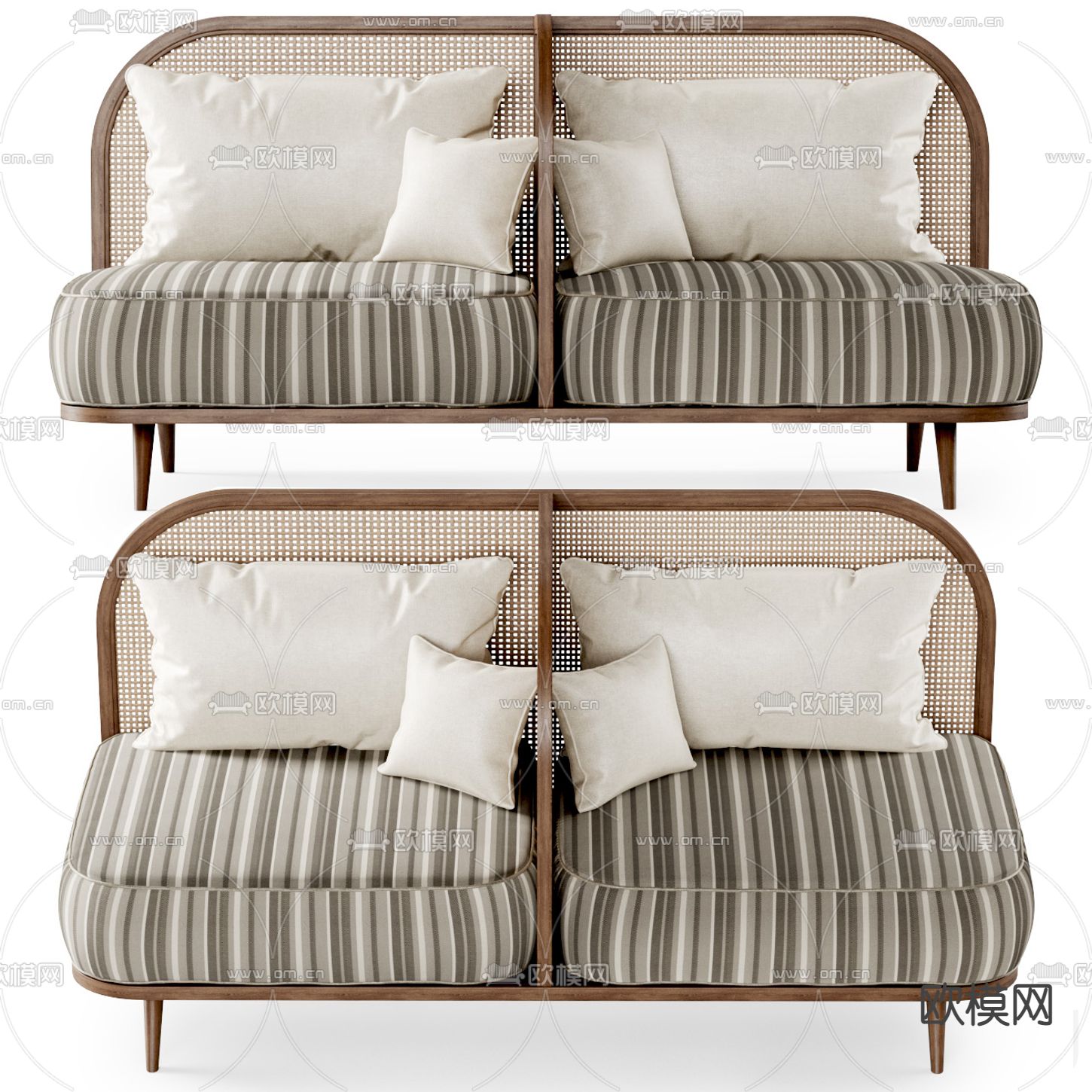 藤编双人沙发3d模型下载（渲染图2）