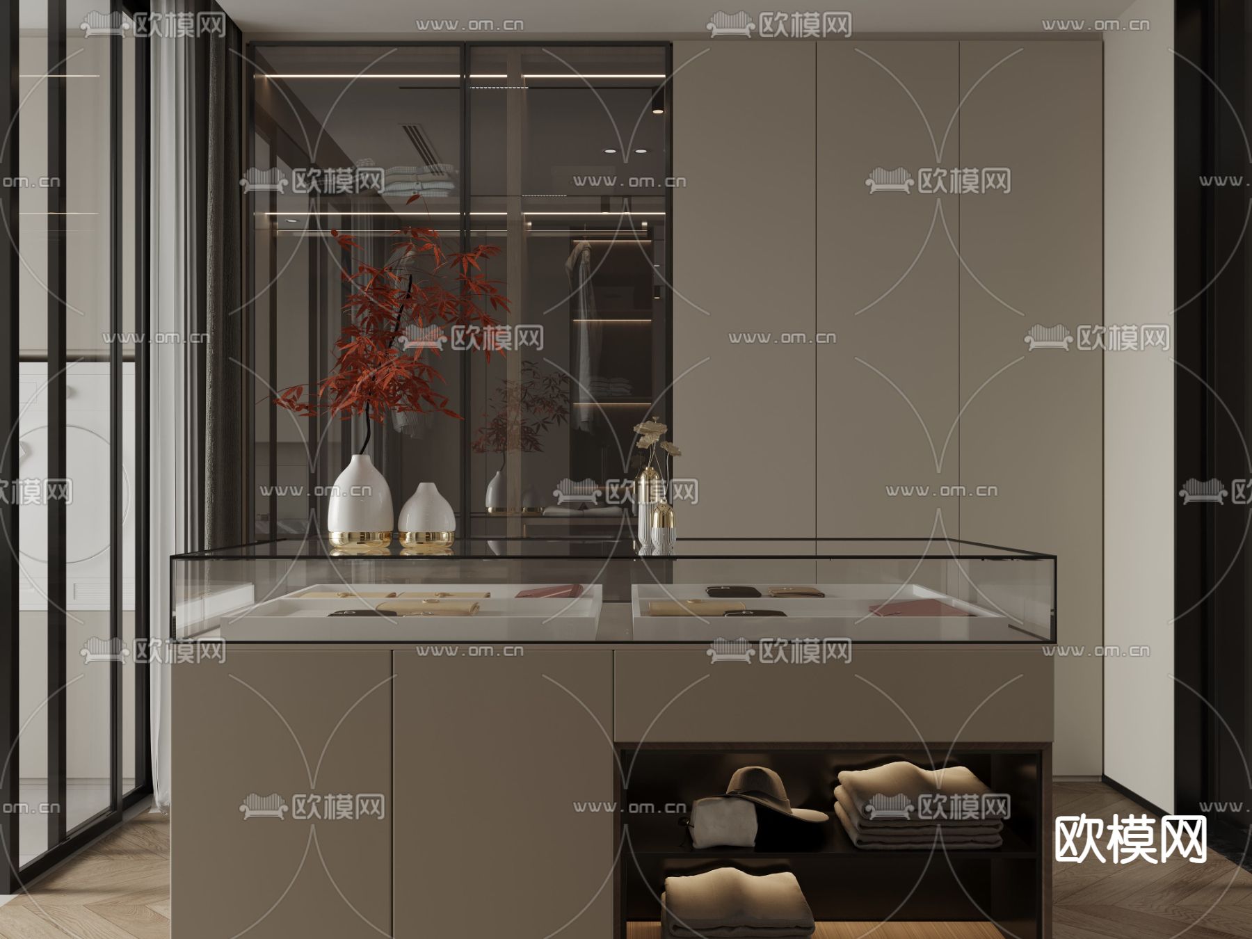 现代衣帽间3d模型下载（渲染图2）