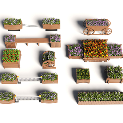  花箱 移动花箱 花坛su模型 