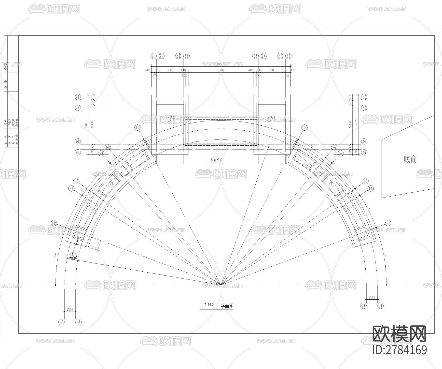 小区入口大门cad施工图下载（渲染图3）