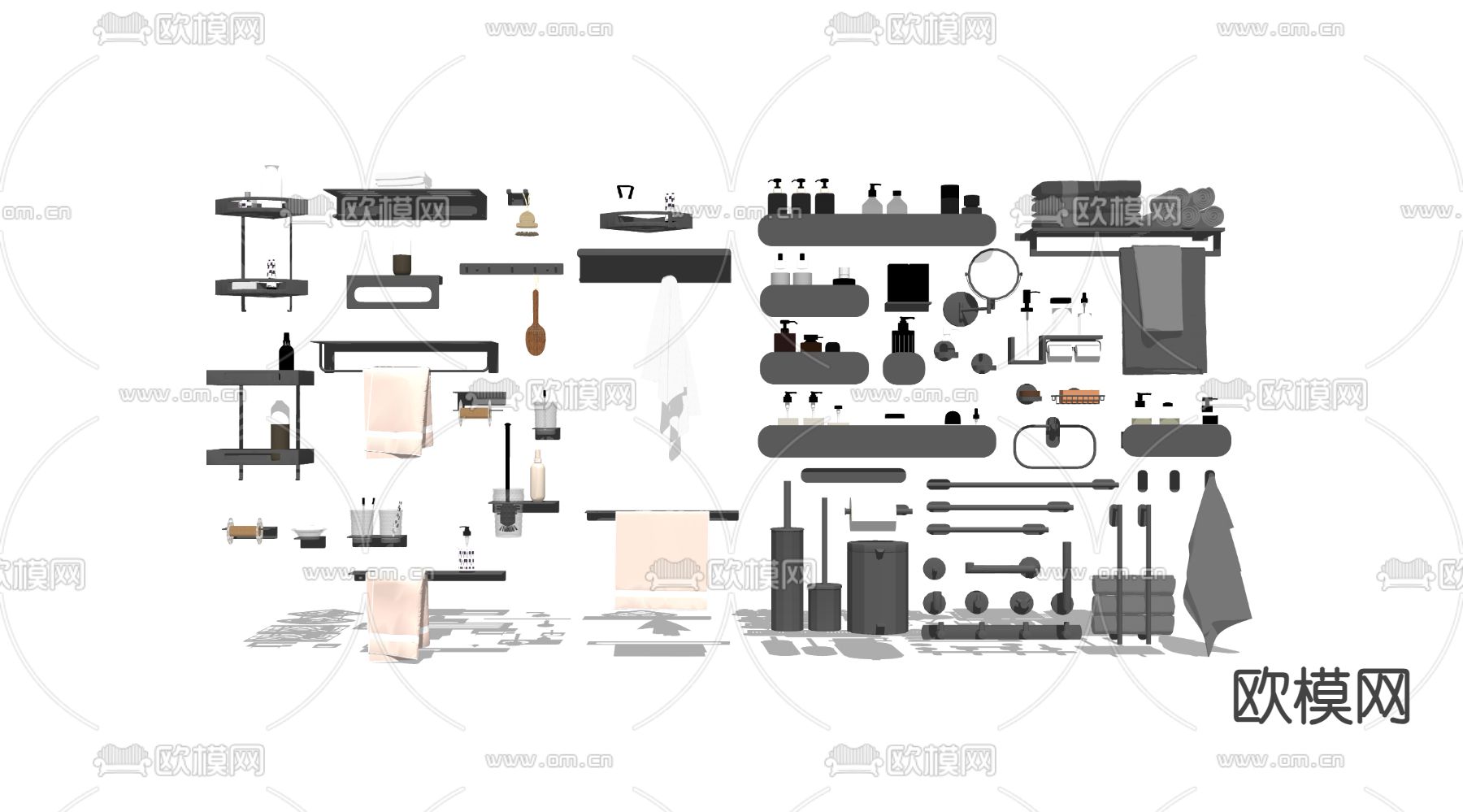 现代卫浴用品su模型下载（渲染图2）