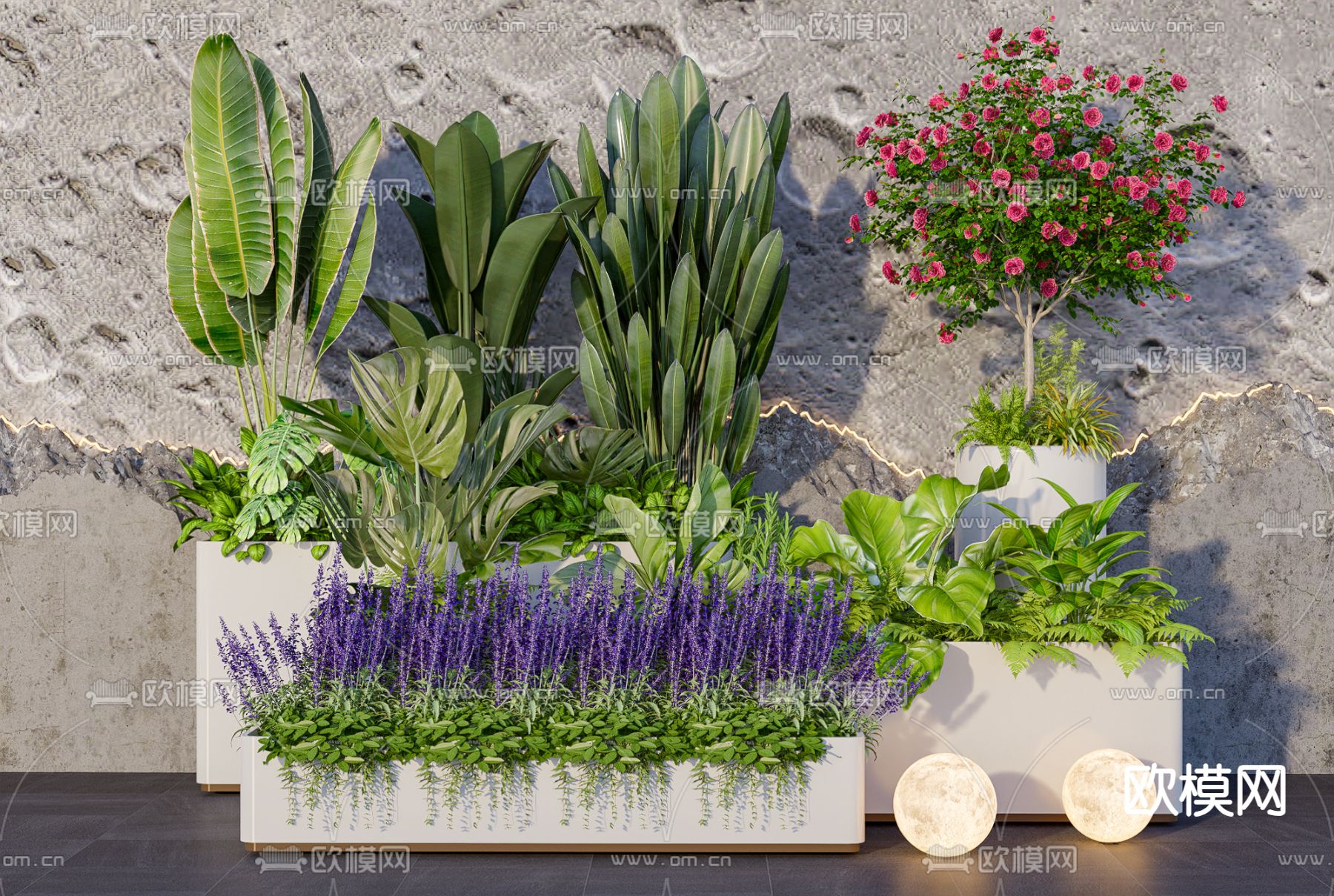 花箱 花槽 花池 花坛su模型下载（渲染图1）