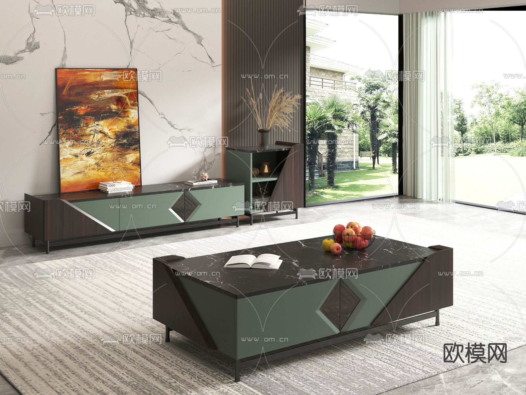 现代电视柜3d模型下载