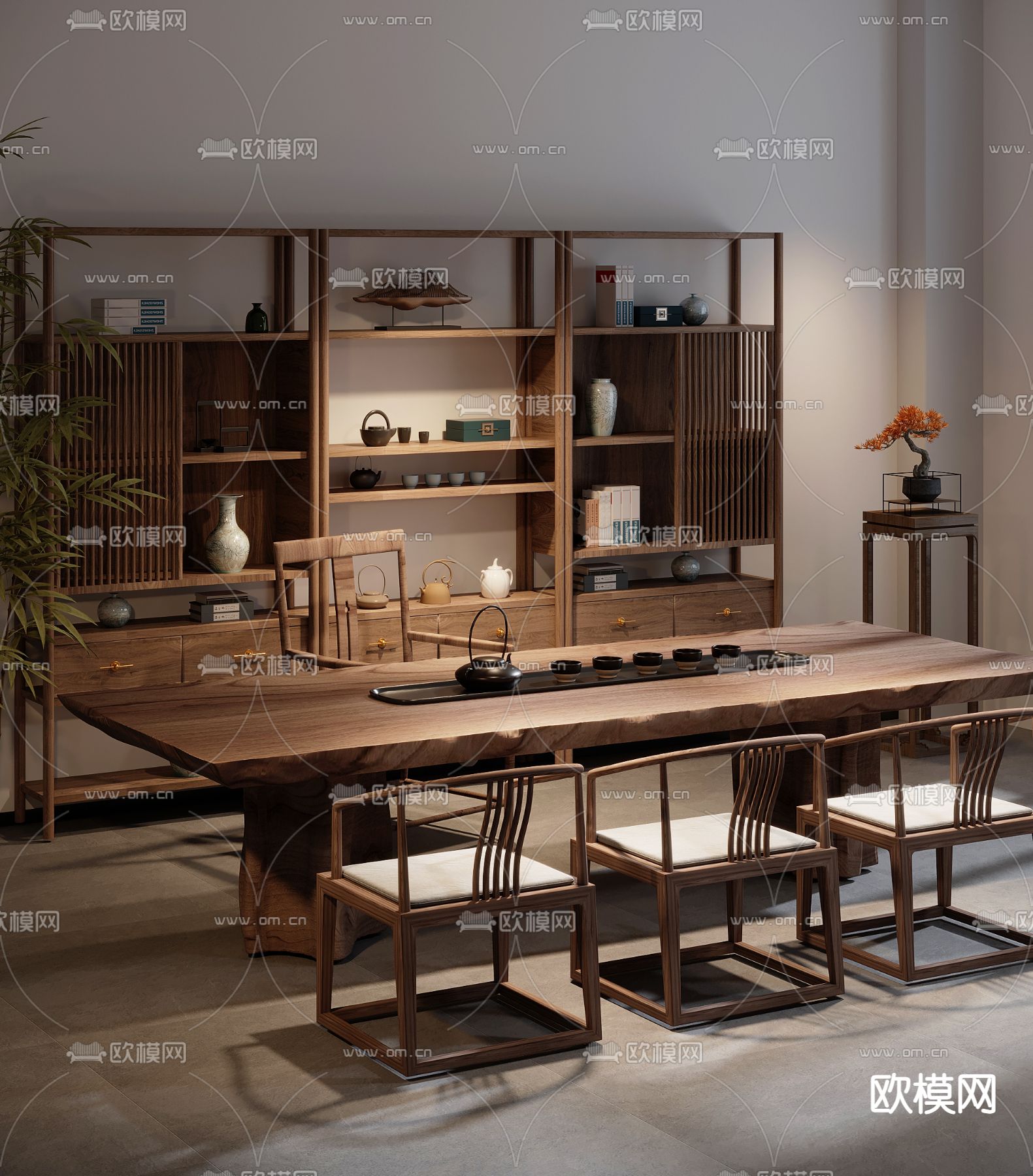 新中式茶桌 茶台3d模型下载