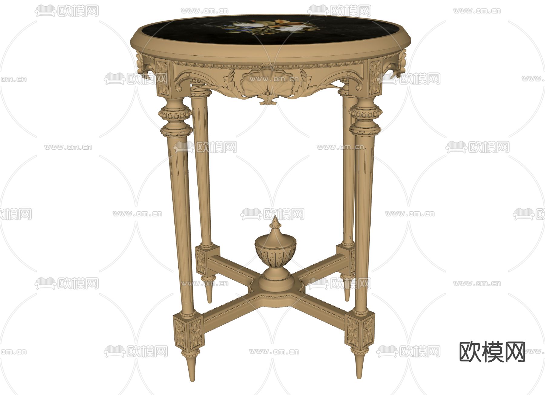 欧式古典边几su模型下载（渲染图2）