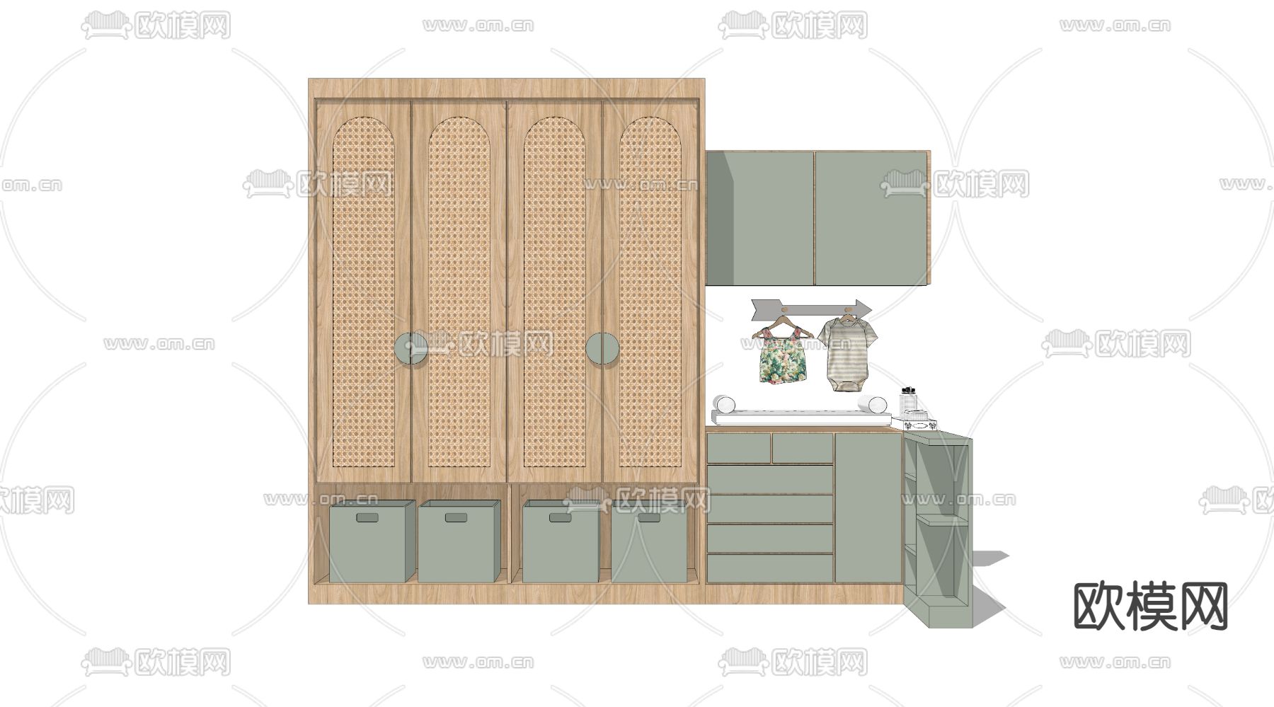 儿童衣柜su模型下载（渲染图3）