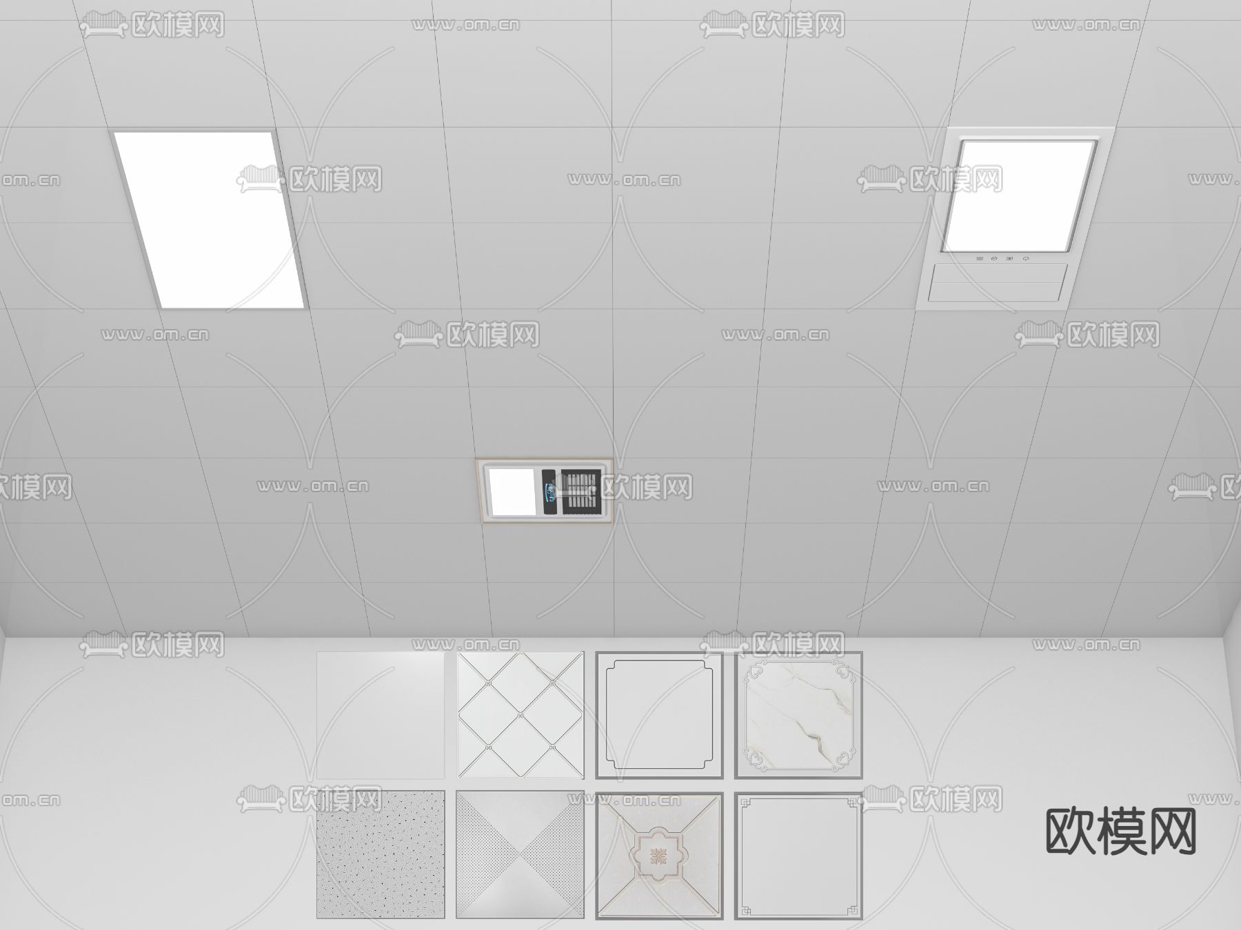 铝扣板天花 吊顶su模型下载（渲染图1）