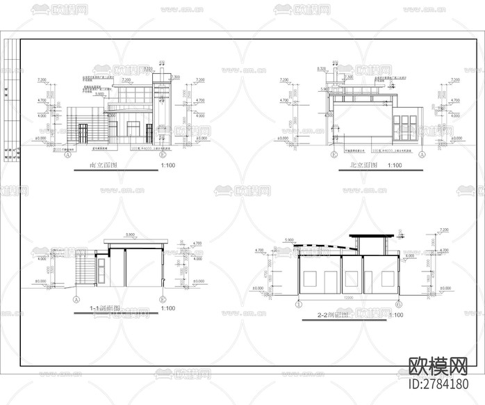 小區(qū)入口大門cad施工圖下載(渲染圖2)