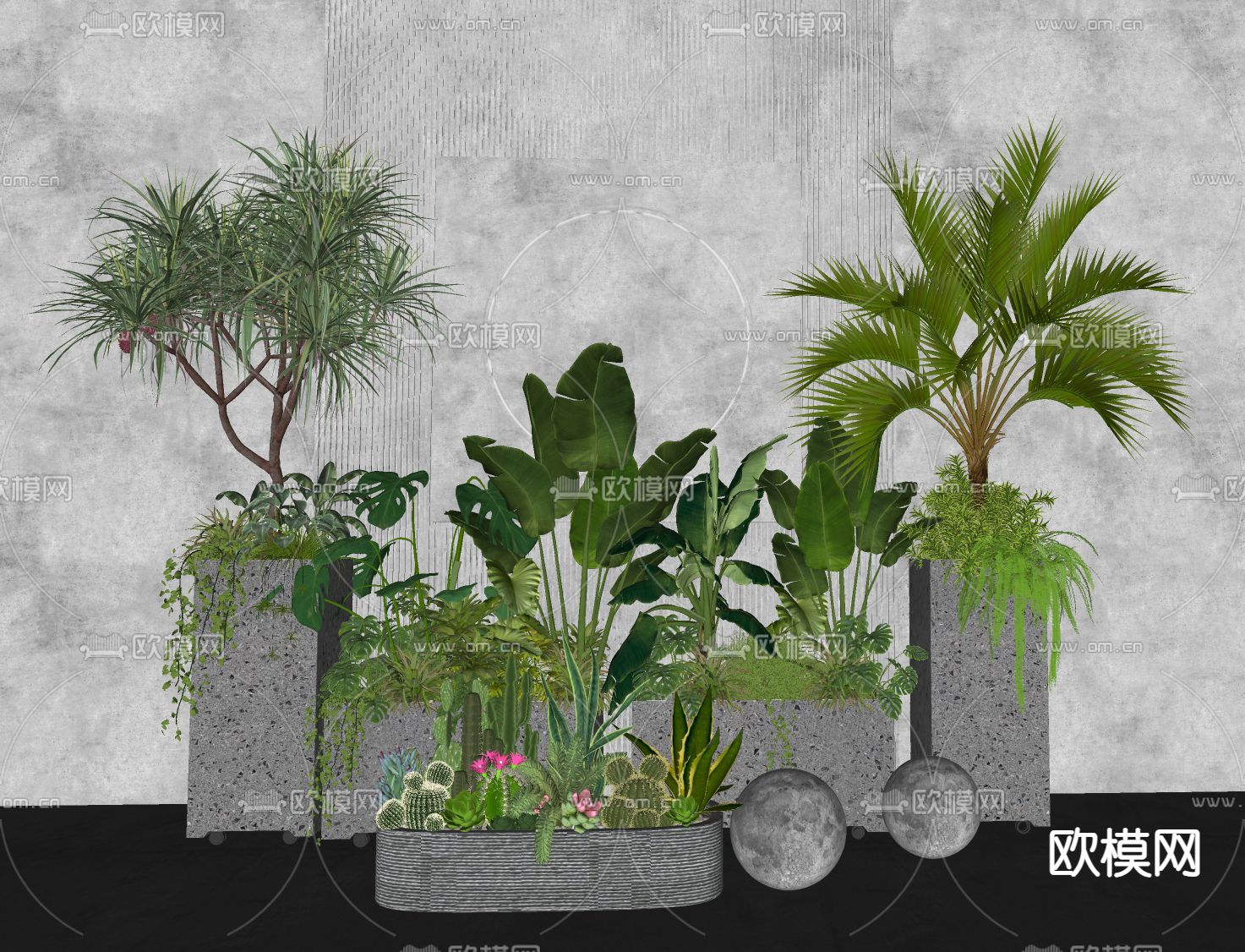 花箱 花池 花坛 花槽su模型下载（渲染图2）