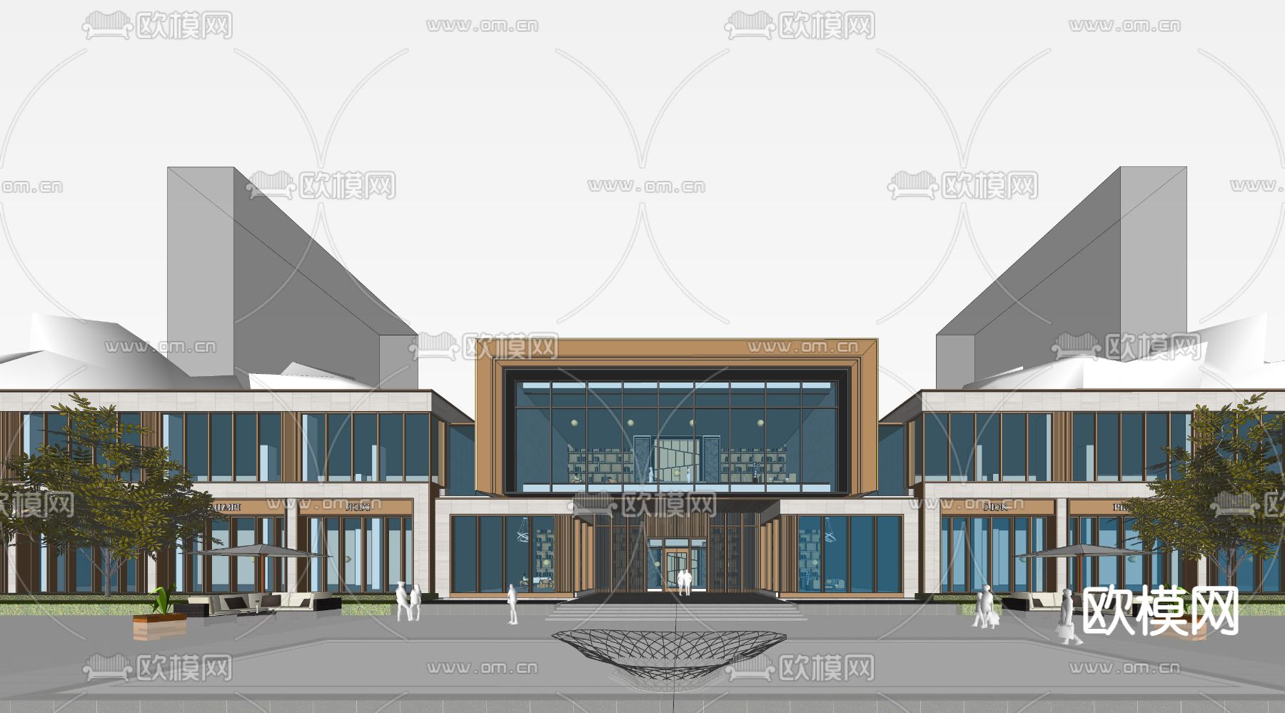 现代售楼处建筑su模型下载（渲染图2）