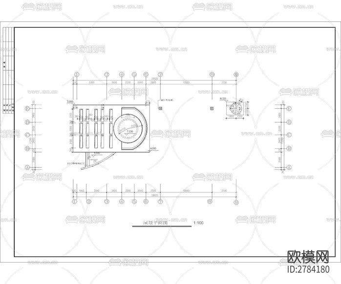 小區(qū)入口大門cad施工圖下載(渲染圖3)
