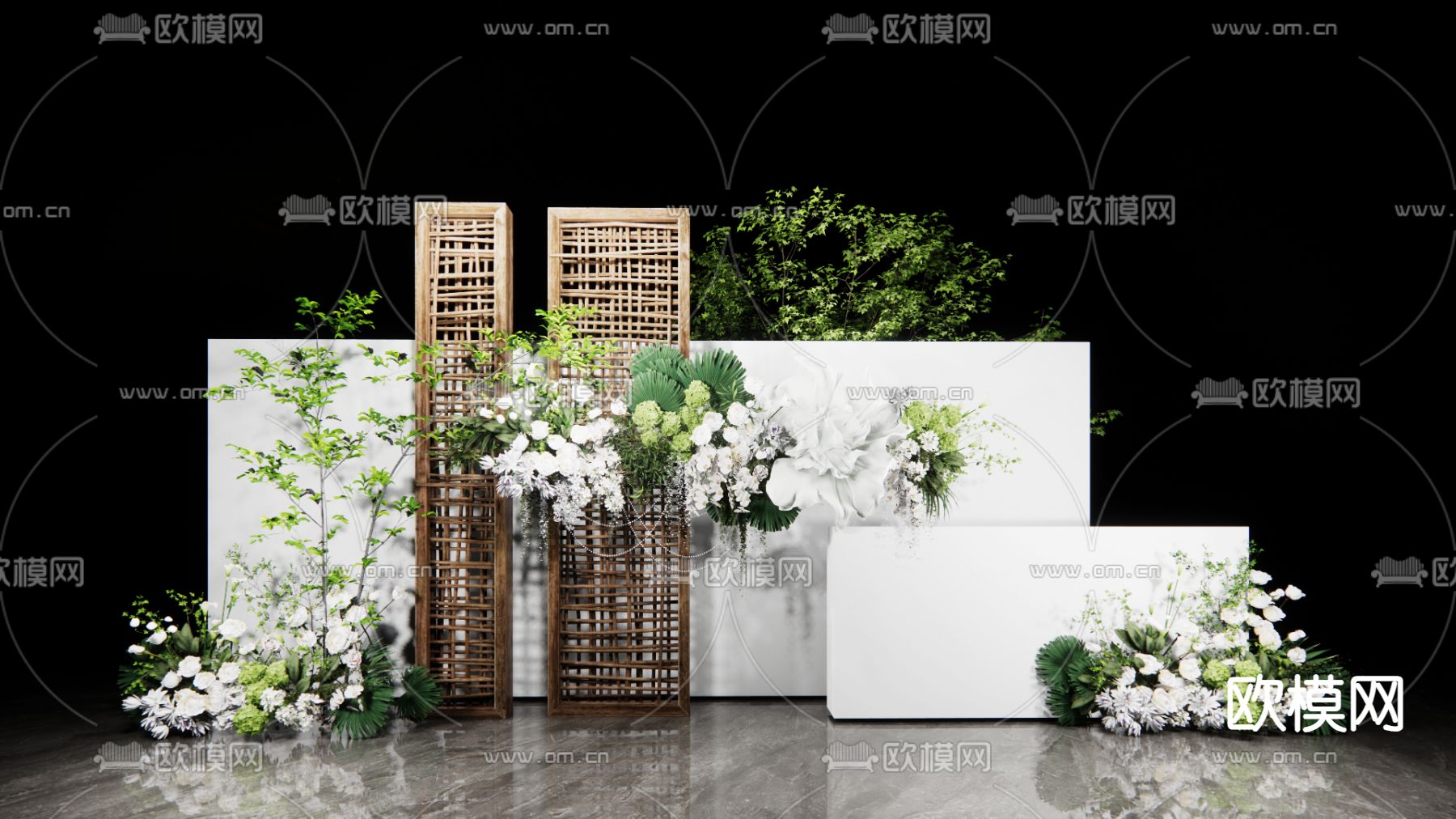婚礼花艺美陈 纱幔花艺su模型下载_ID14215196_sketchup模型下载-欧模网