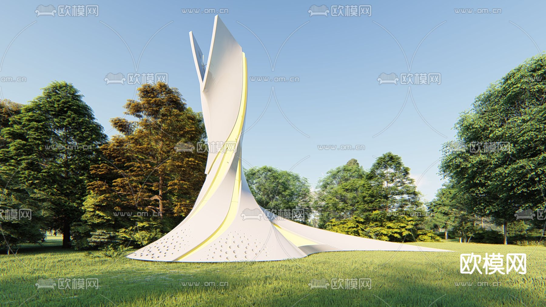 浪潮主题雕塑 精神堡垒su模型