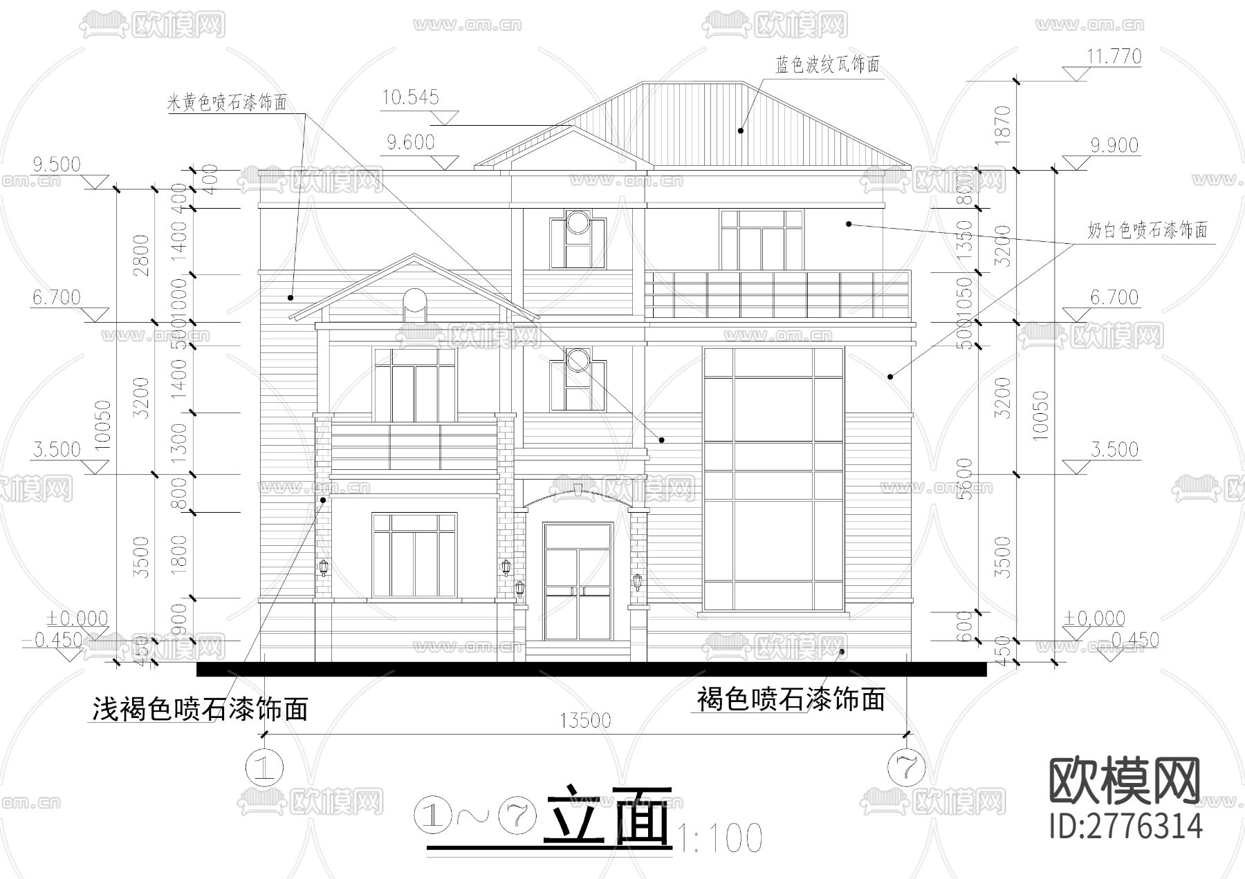 别墅cad施工图下载（渲染图6）