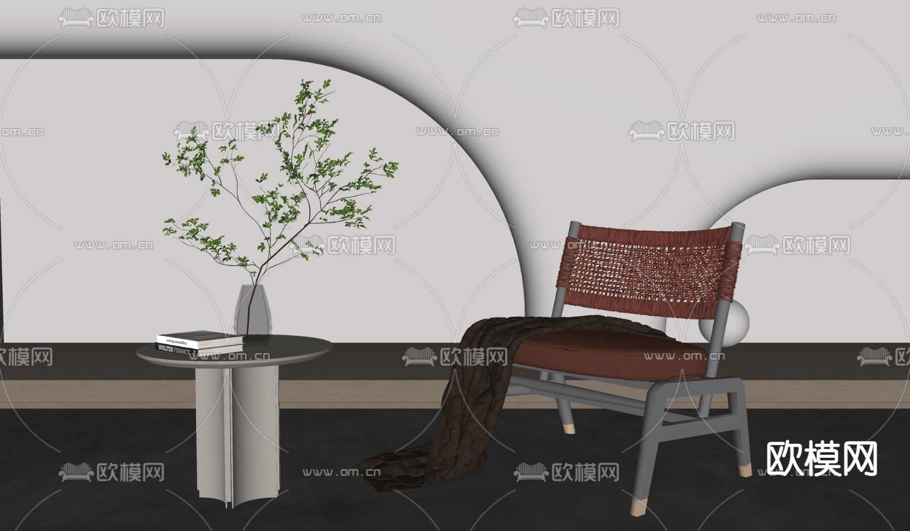 现代椅子 休闲椅su模型下载（渲染图2）