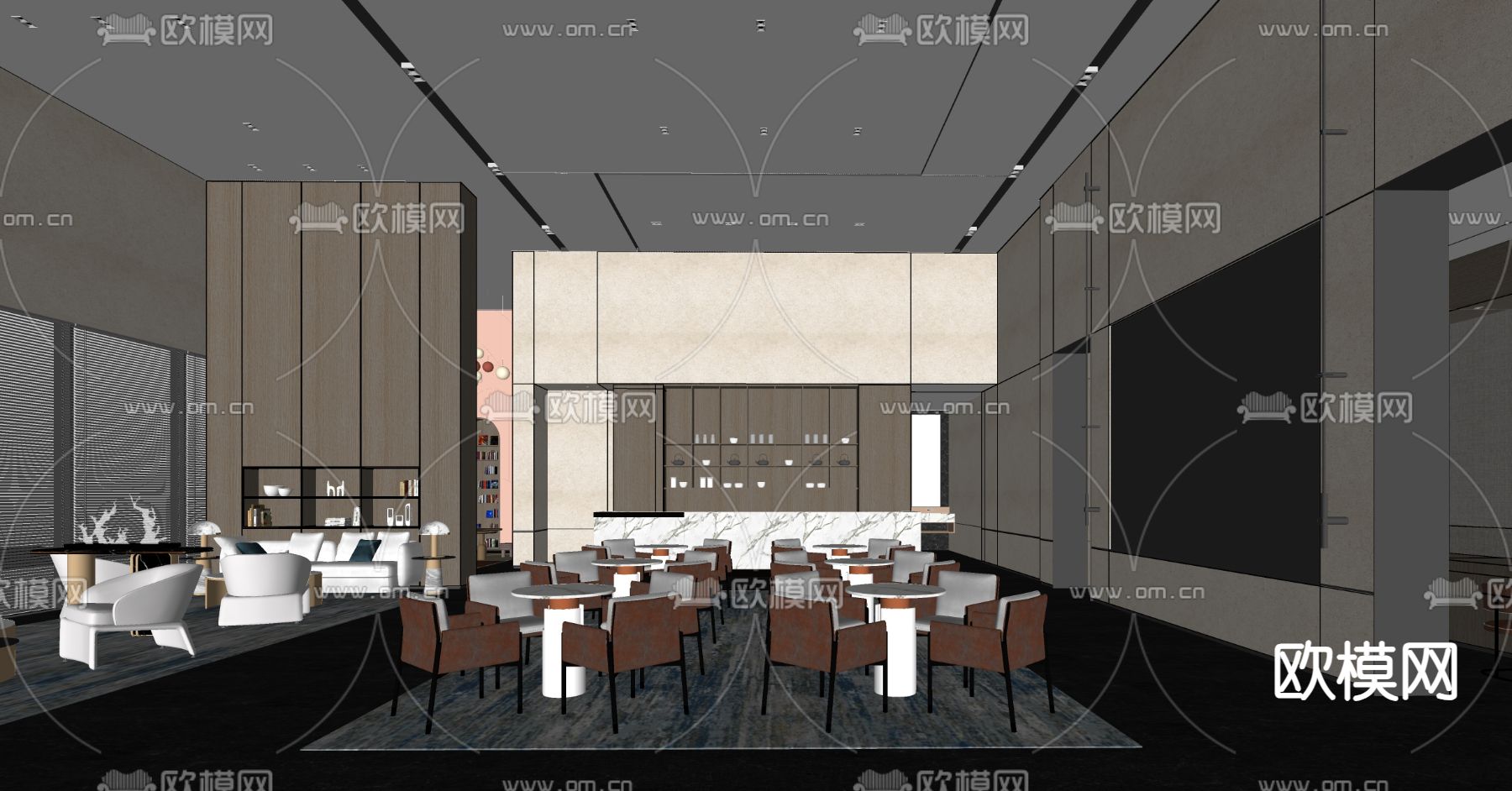 售楼处 洽谈区 沙盘区su模型下载（渲染图3）