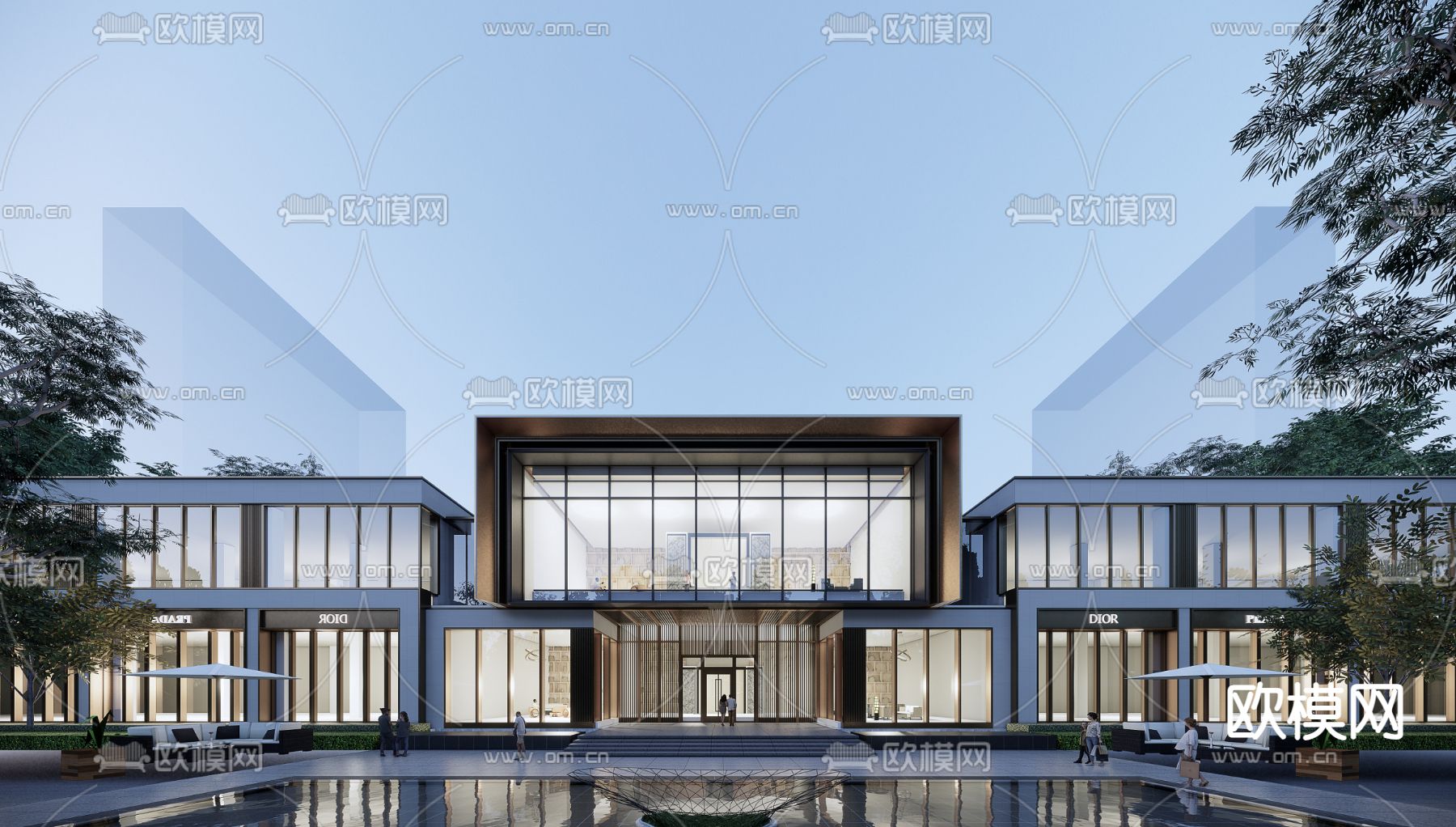 现代售楼处建筑su模型下载（渲染图1）