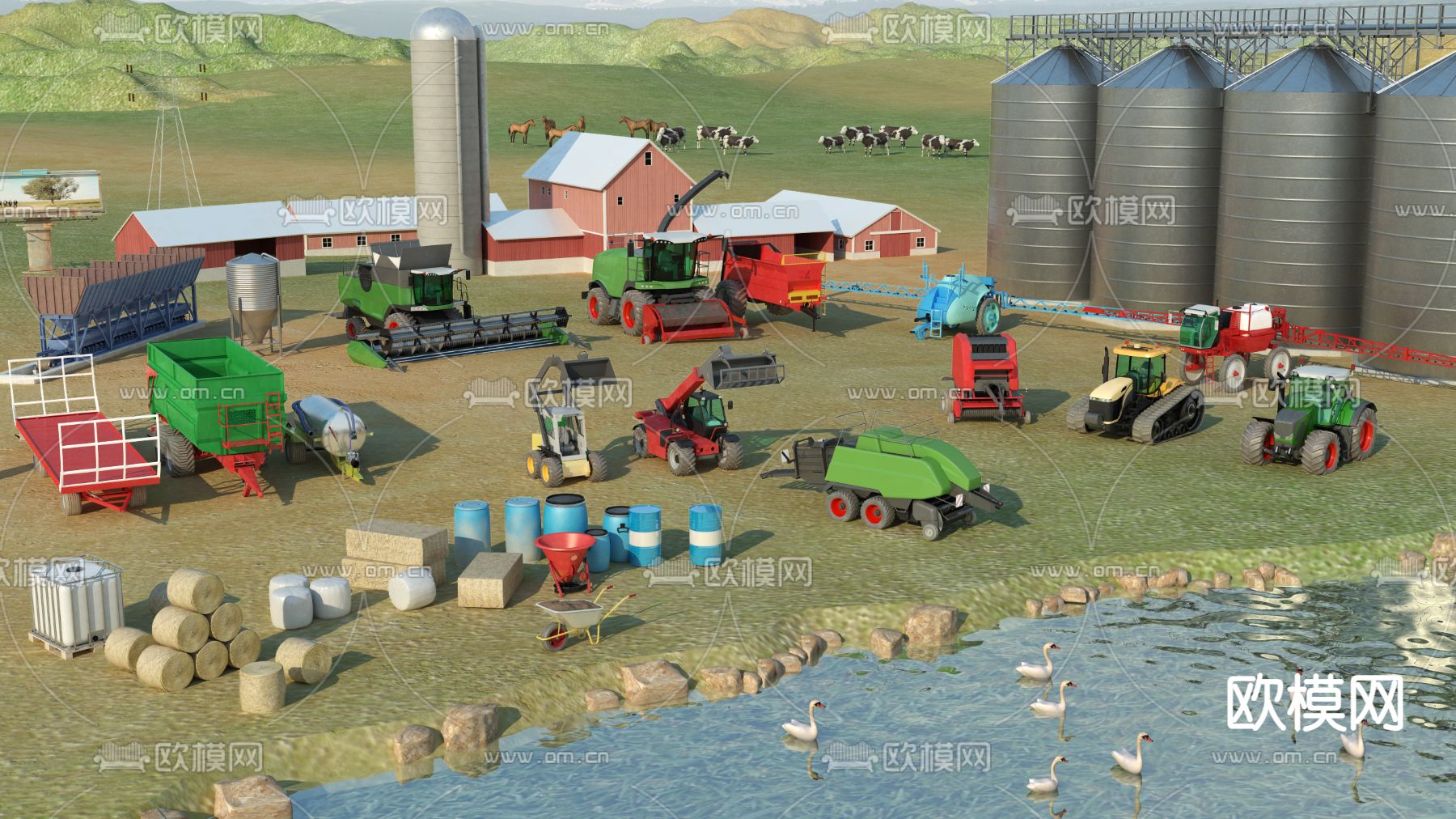 农用车 农用机械 收割机 拖拉机3d模型下载