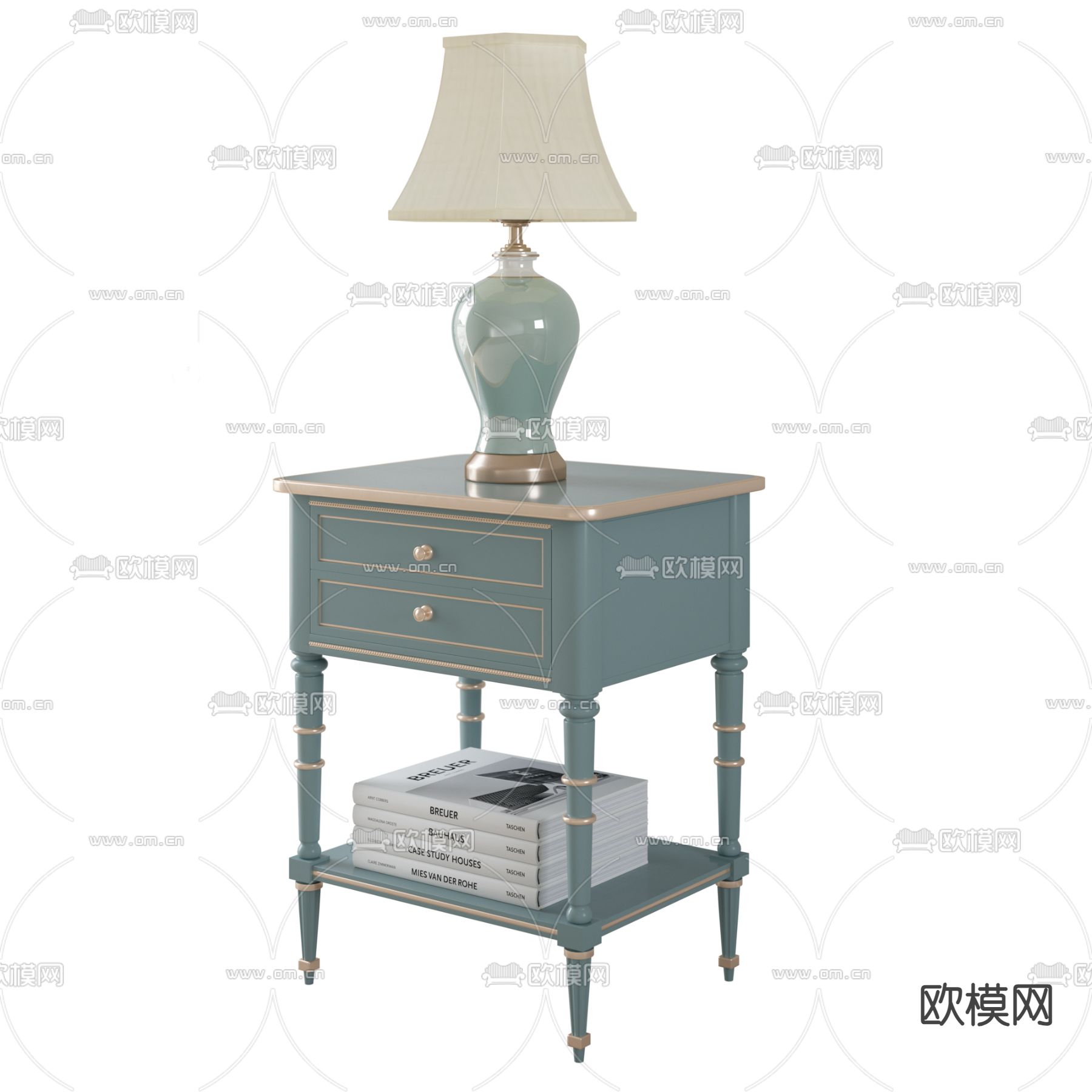 美式床头柜3d模型下载（渲染图3）