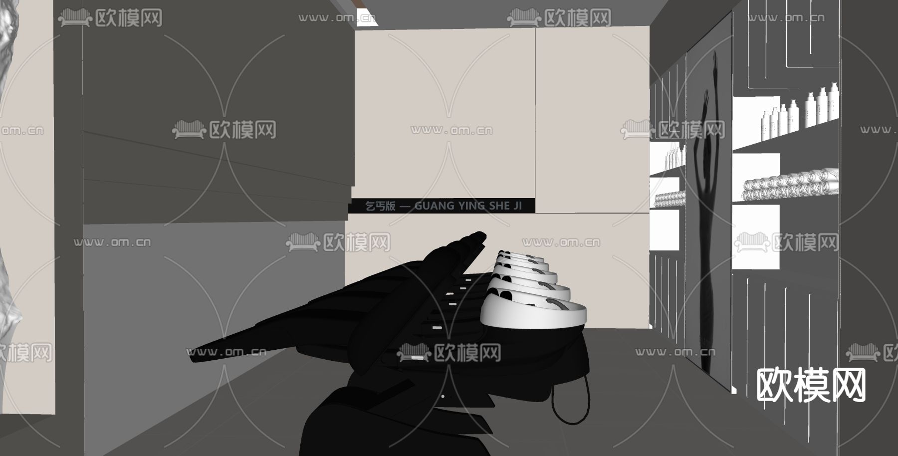 美发店 洗护区su模型下载（渲染图2）