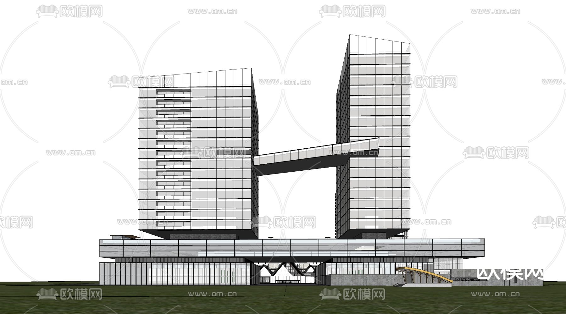 高层办公楼 商业综合体su模型下载（渲染图2）