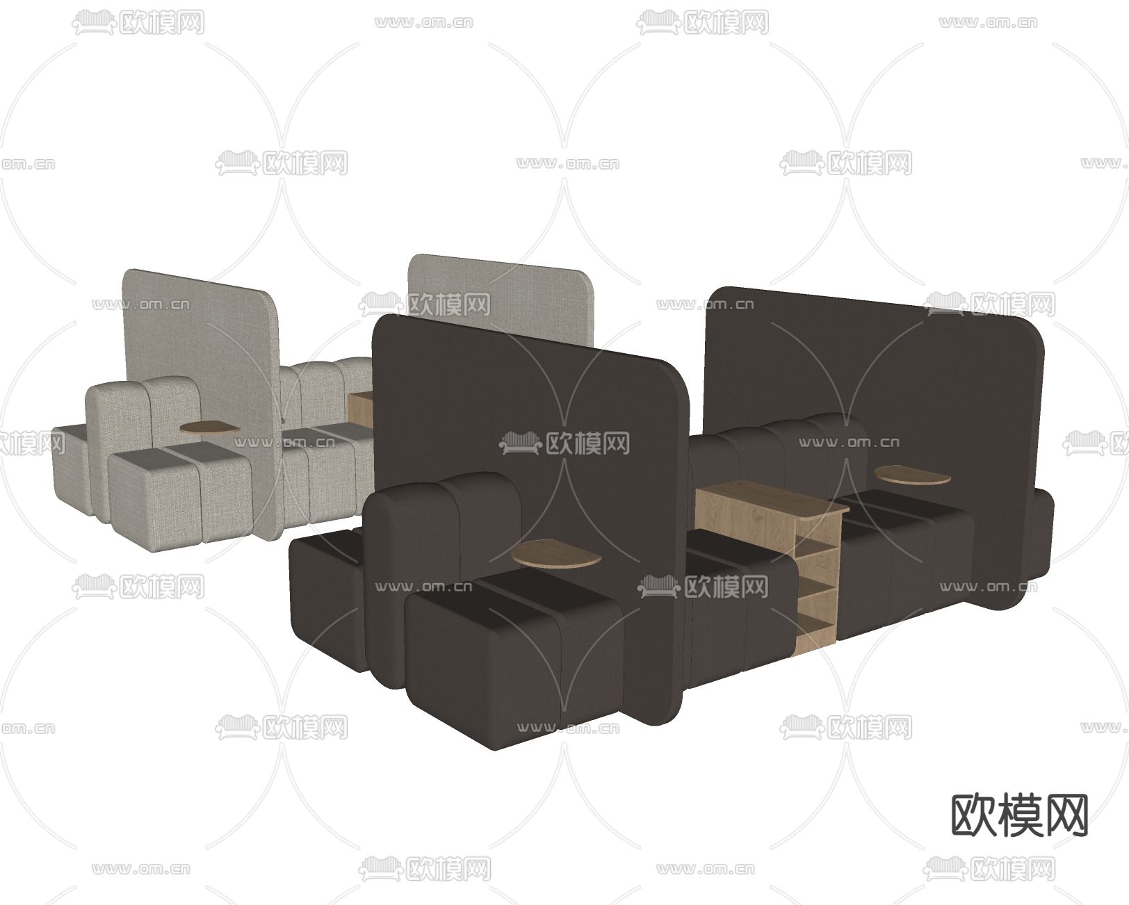 卡座沙发 大堂沙发su模型下载（渲染图3）