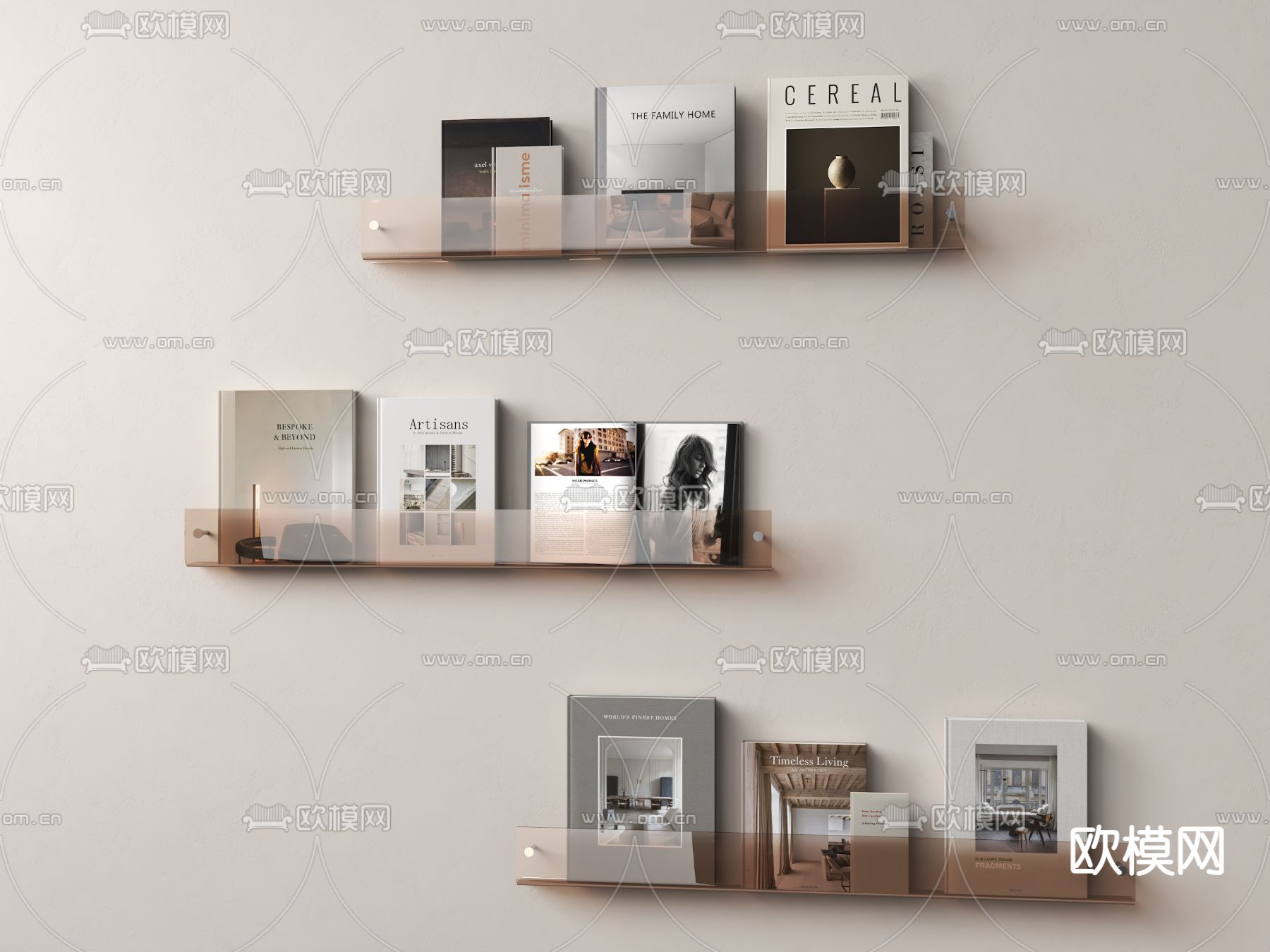 亚克力书架 壁柜su模型下载（渲染图1）