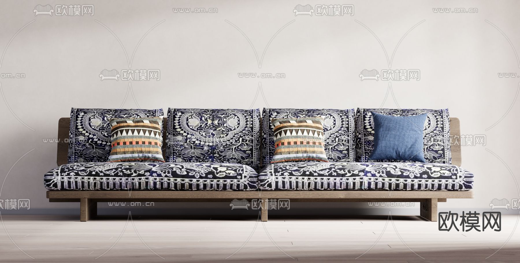 东南亚多人沙发su模型下载（渲染图1）