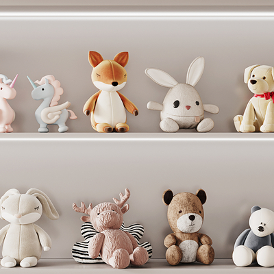  毛绒玩具 小熊 小狗 小马su模型 