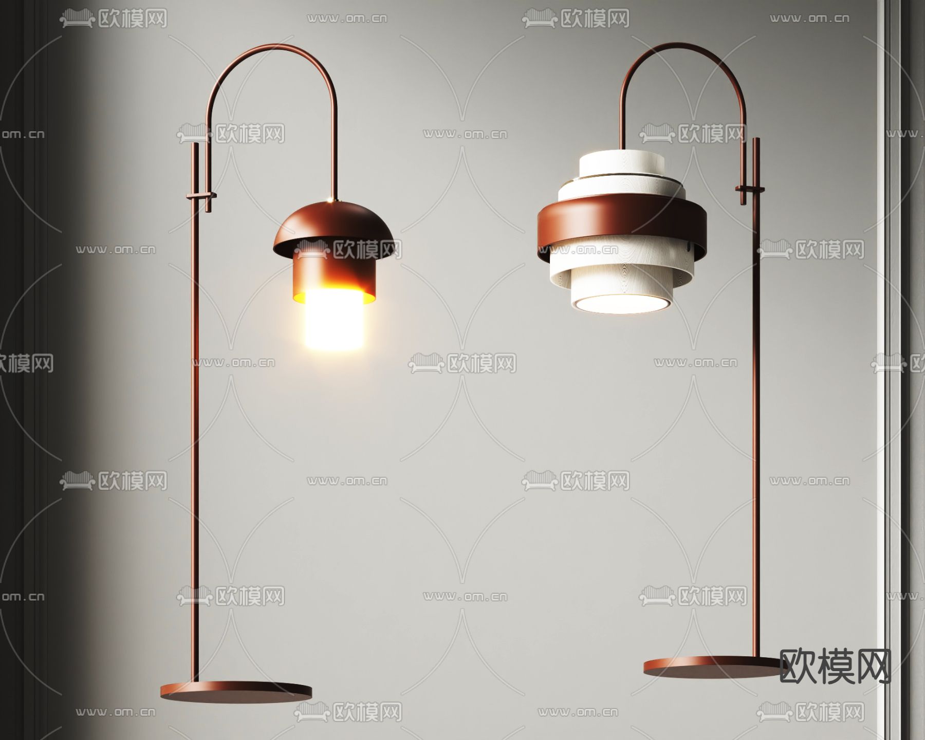 现代落地灯su模型下载（渲染图1）