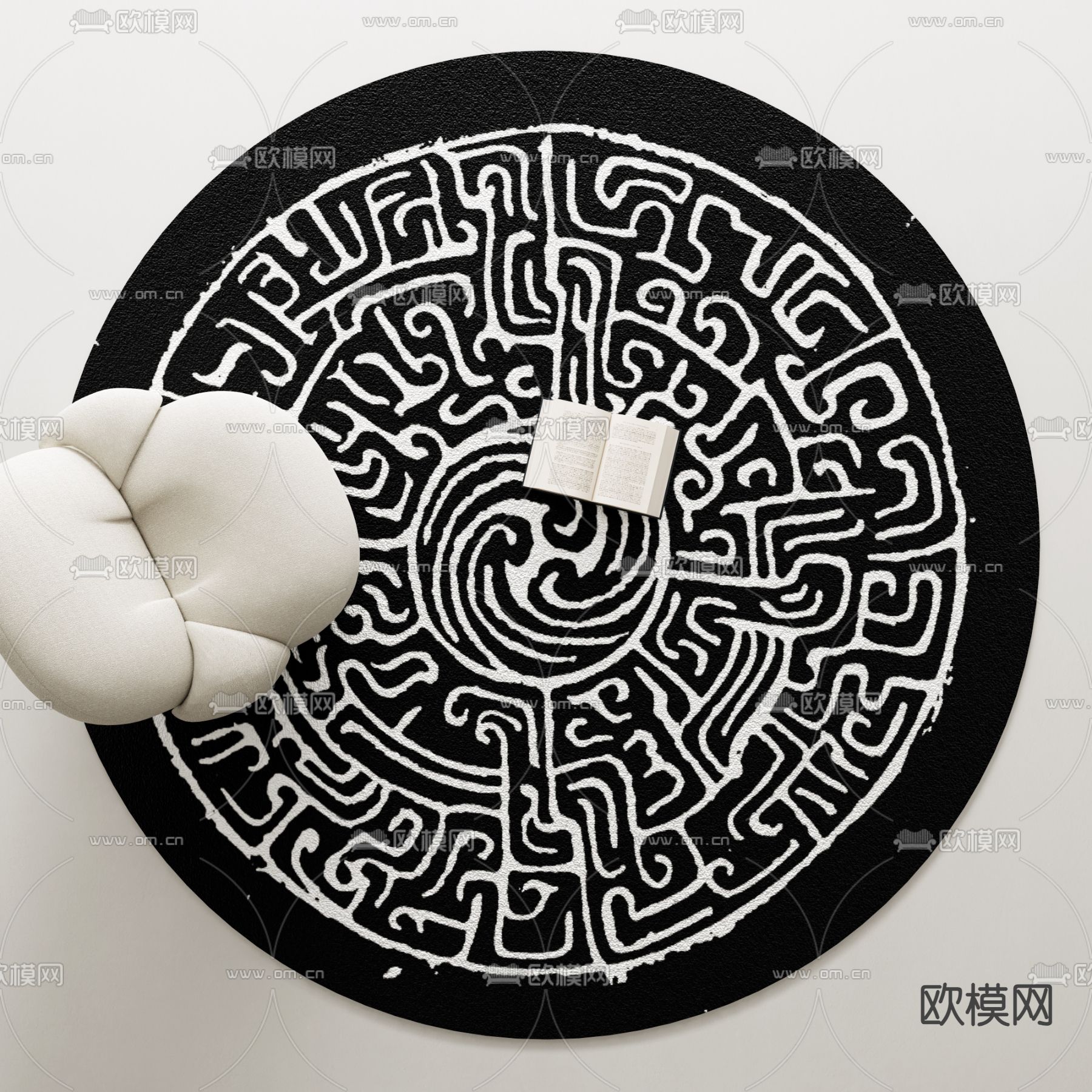圆形地毯su模型下载（渲染图1）