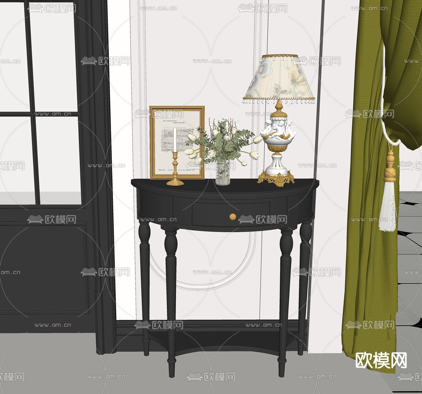 法式端景台su模型下载（渲染图2）