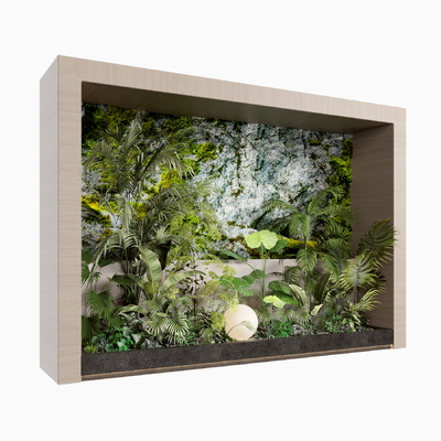  现代绿植墙 植物堆su模型 