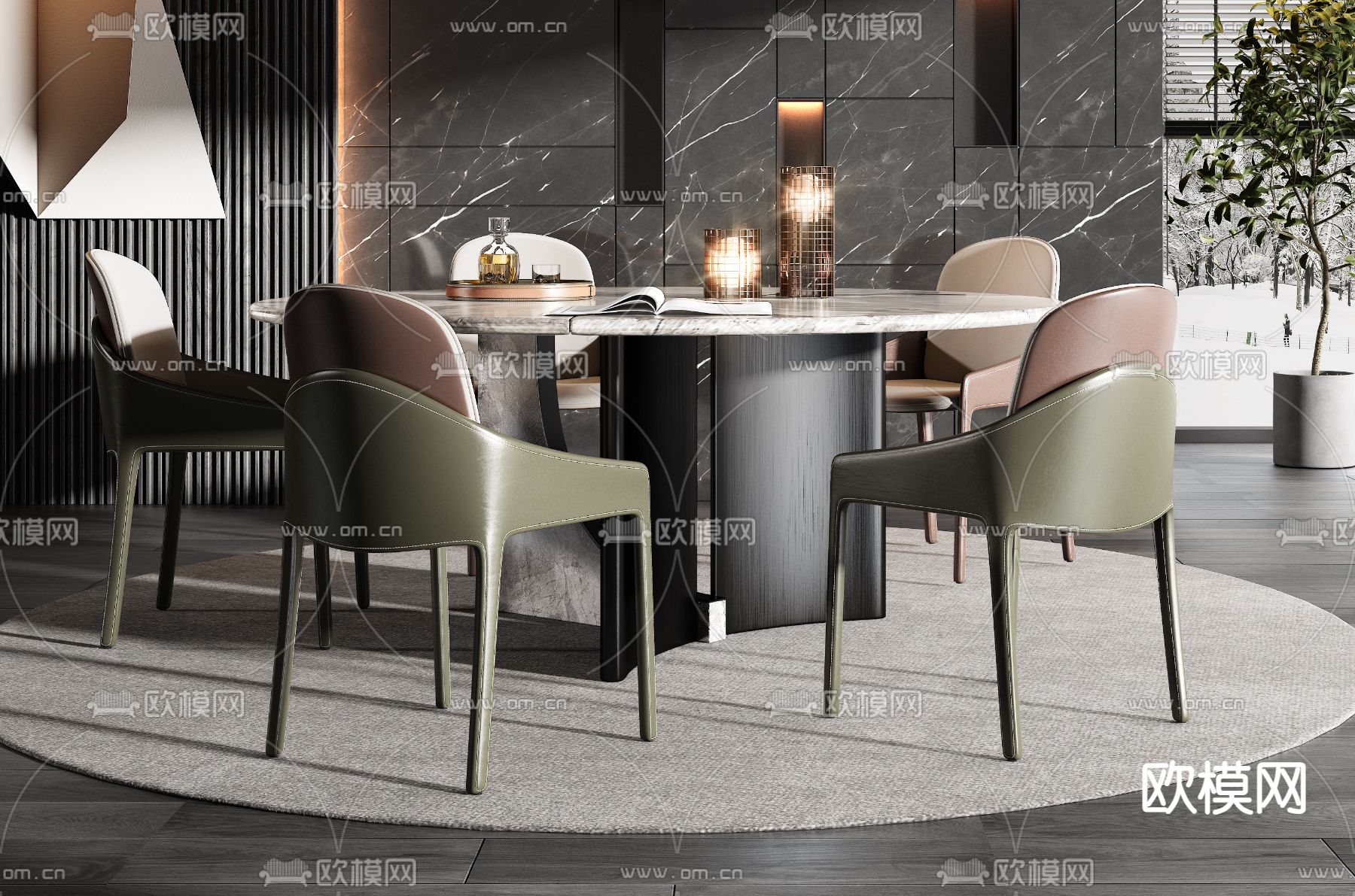 暗黑风餐厅su模型下载（渲染图4）