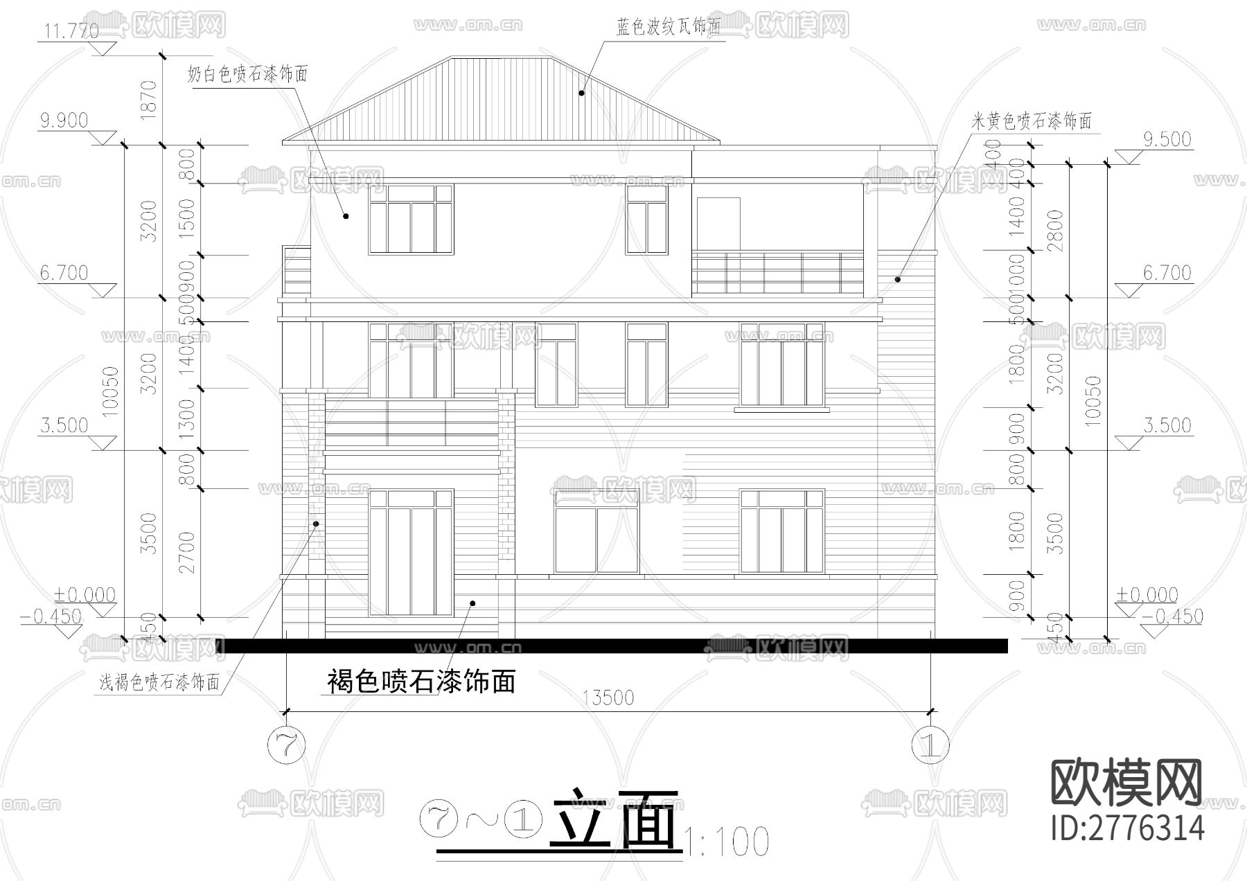 别墅cad施工图下载（渲染图7）