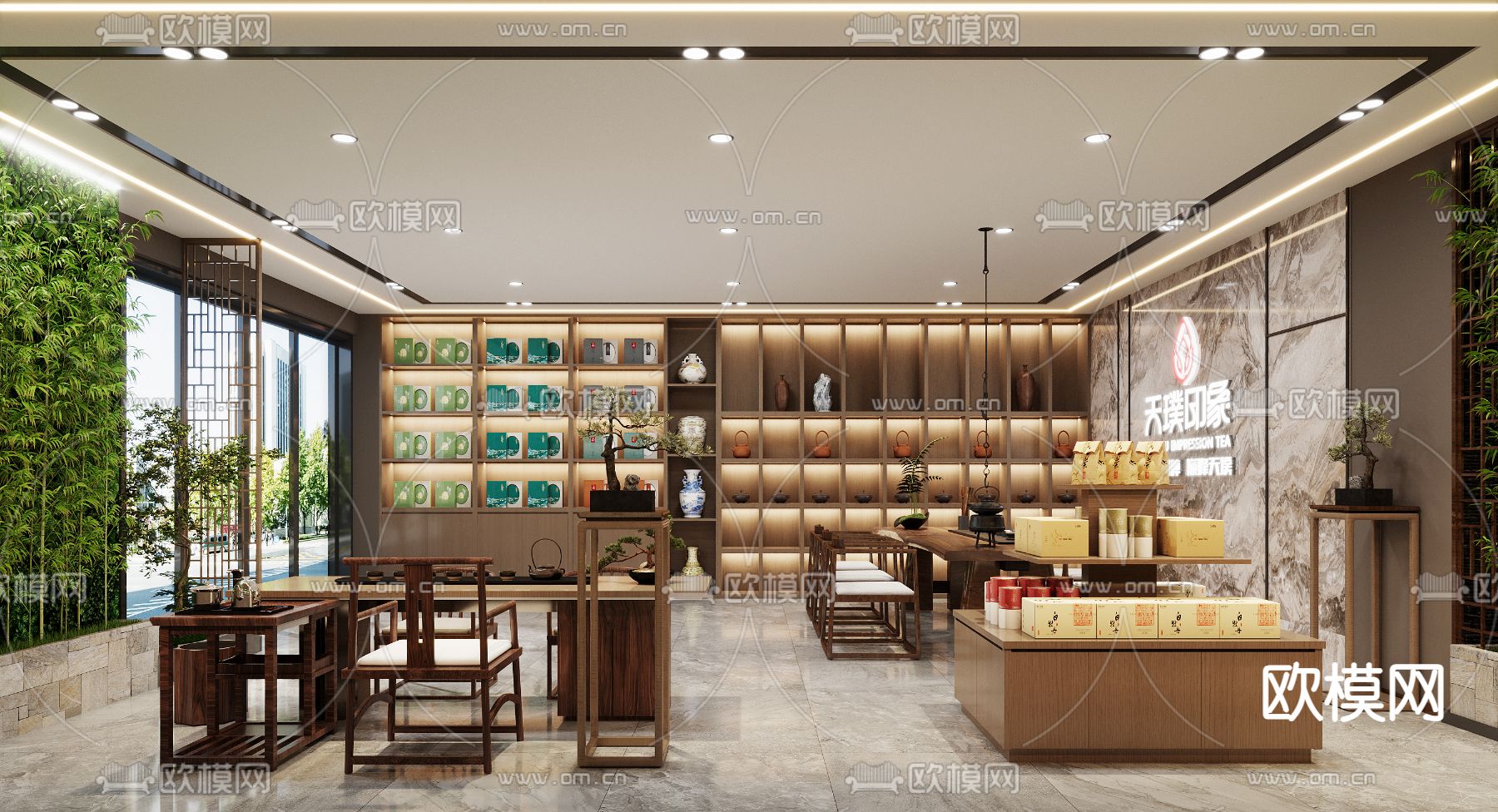 茶叶专卖店3d模型下载（渲染图2）