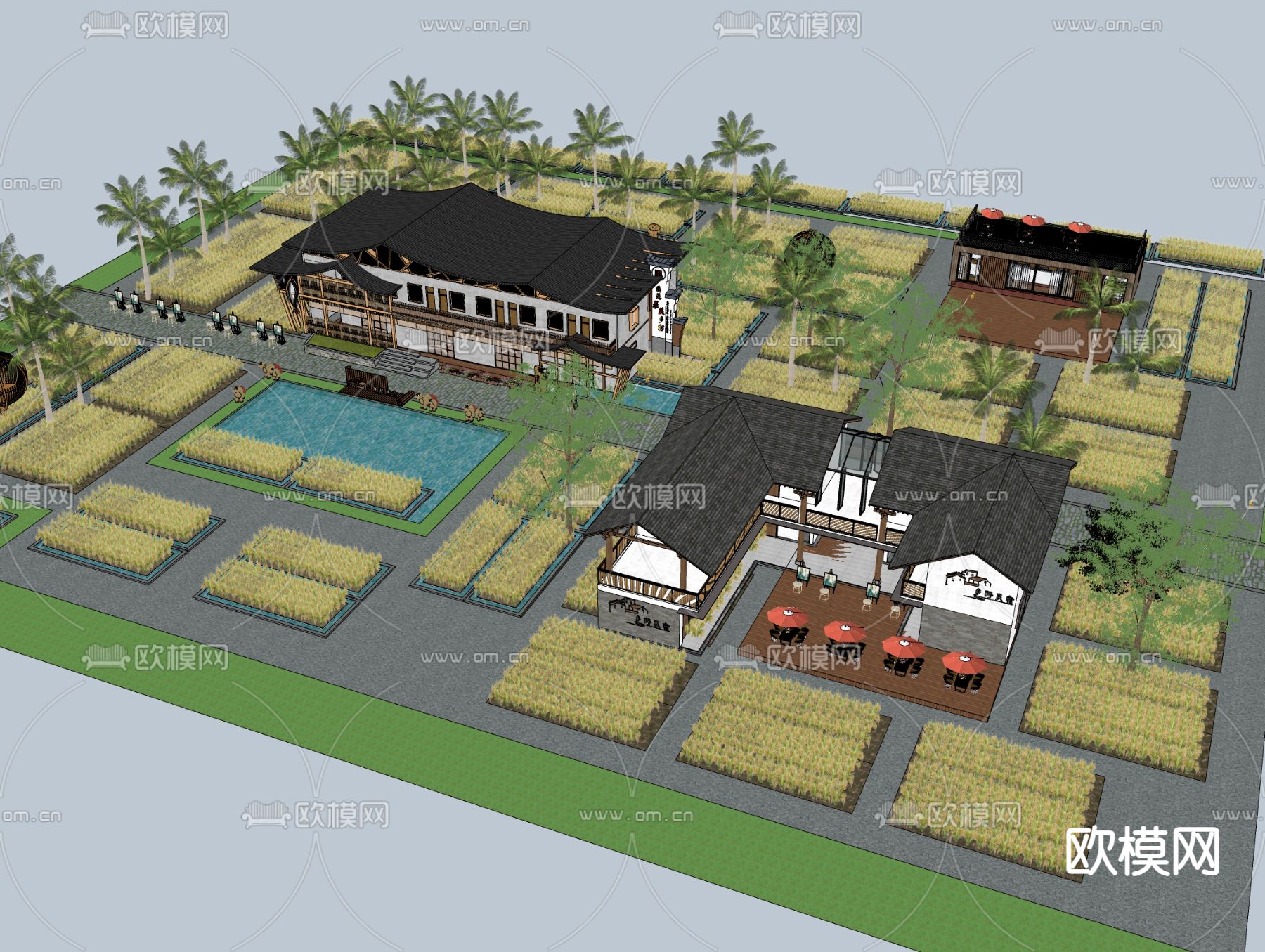 民宿外观 农家民房su模型下载（渲染图4）